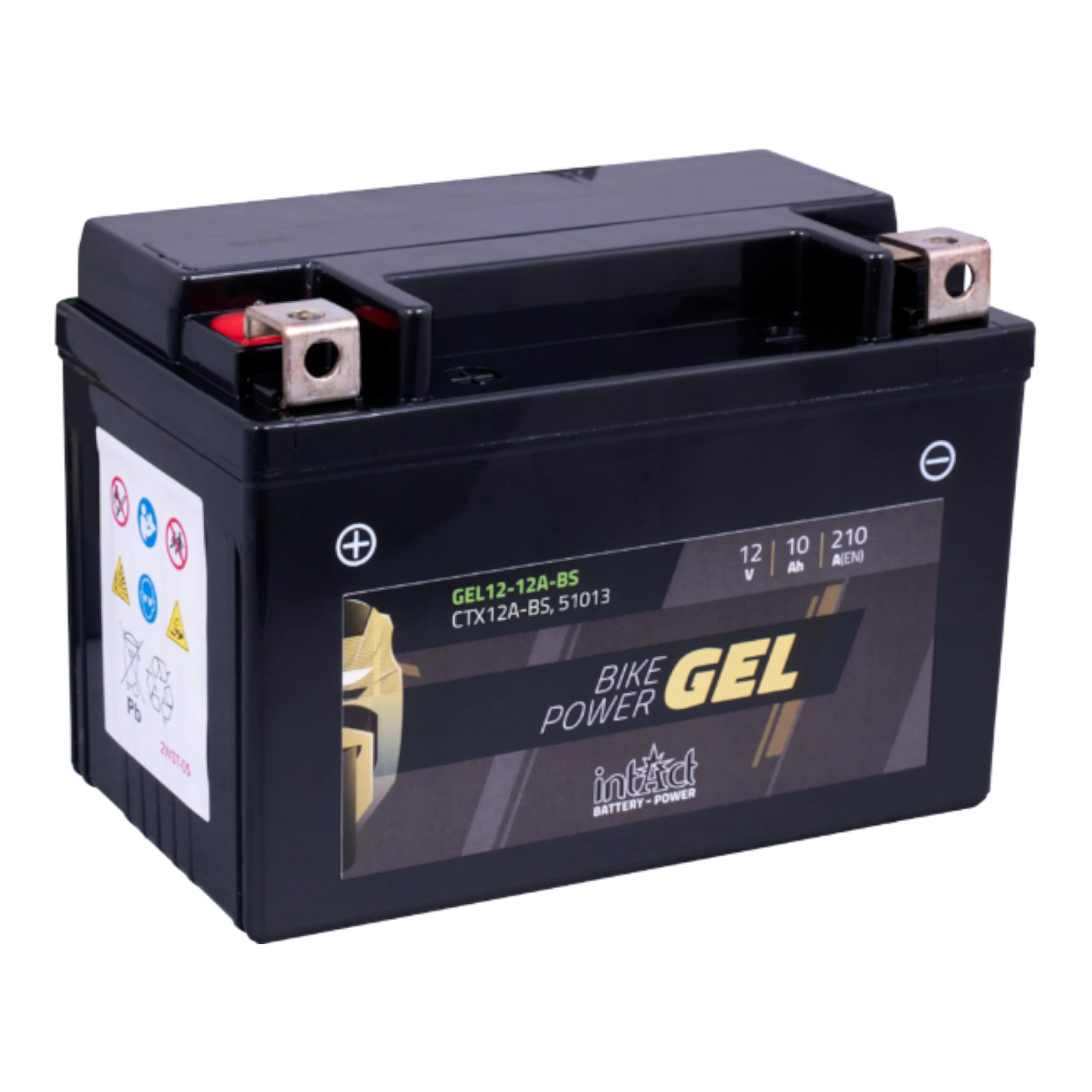 intAct Bike-Power GEL GEL12-12A-BS - Gel Motorradbatterie YTX12A-BS - 12V, 10Ah, 210A