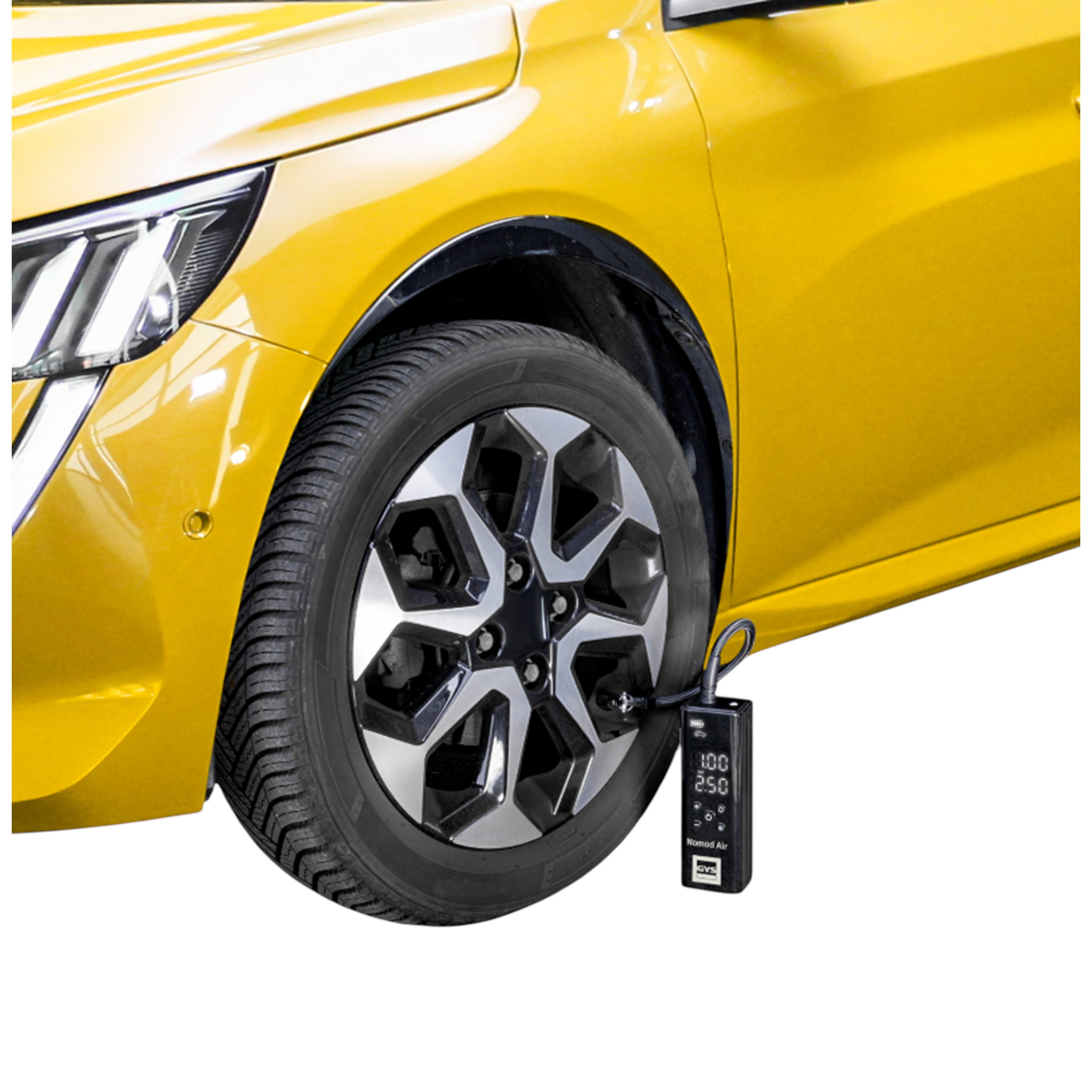 GYS Nomad Air tragbarer Kompressor mit Akku 0,25 bis 10,35 bar, stoppt automatisch, 5 Aufsätze