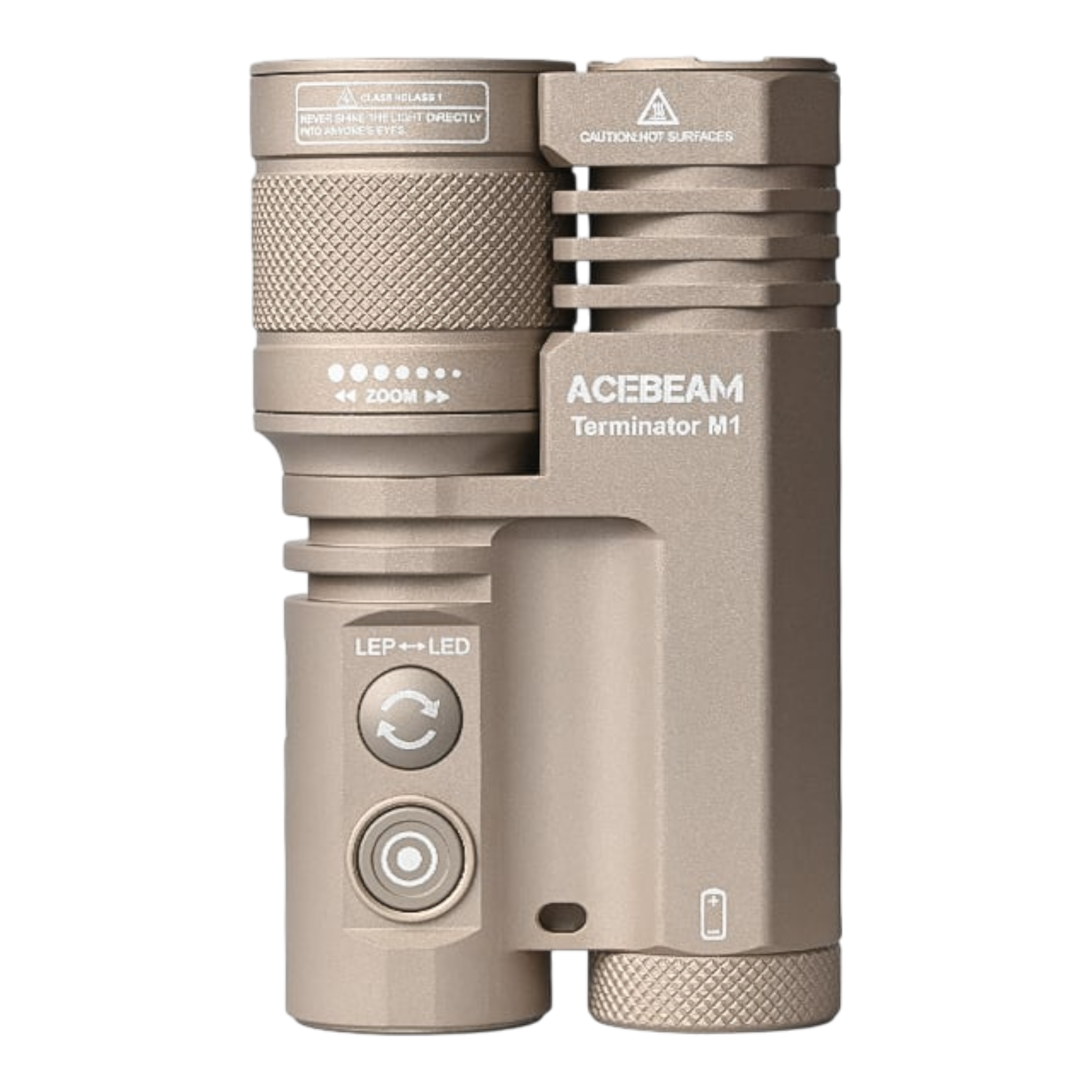 ACEBEAM Terminator M1 Dual LEP-Laser und  LED-Taschenlampe, 3.500 Lumen, zoombarer  Scheinwerferstrahl, 6.500K, Desert Sand