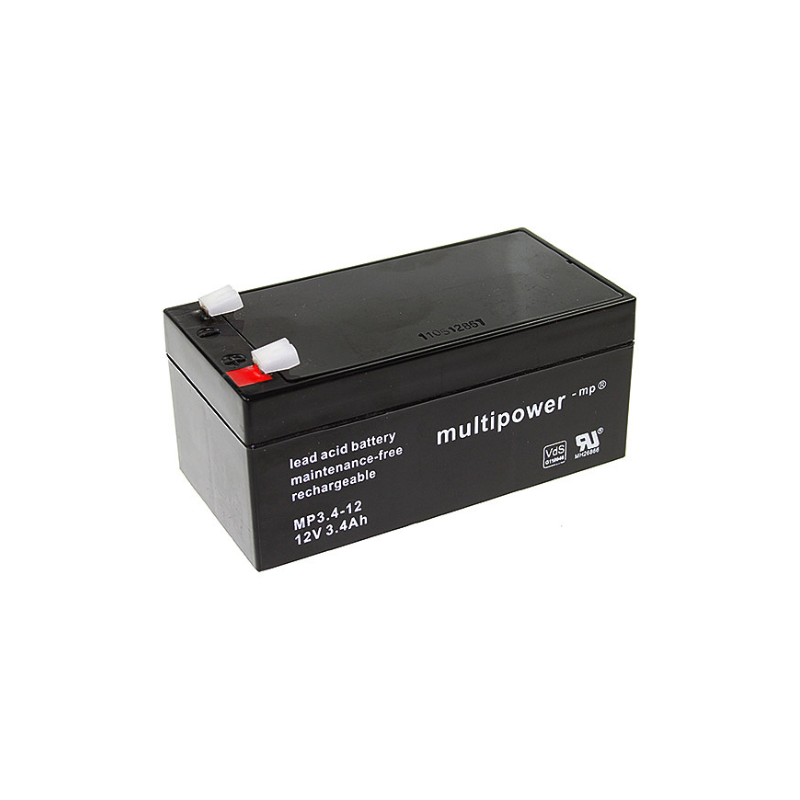 MULTIPOWER MP3.4-12 VdS AGM Akku Pb 12V 3,4Ah 4,8mm Fastonstecker