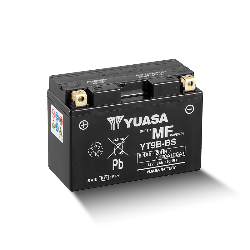 YUASA YT9B-BS 12V 8,4Ah/C20 - 120A (EN) Motorradbatterie WF