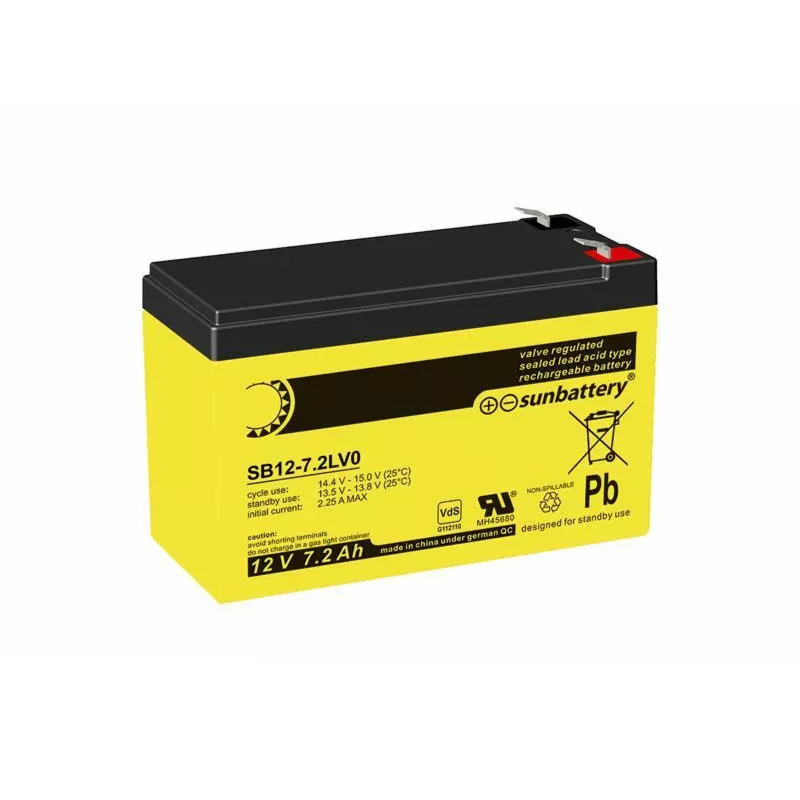 SUN SB12-7.2L AGM Akku 12V 7,2Ah VdS | GP1272F2, MP7,2-12B Faston 6,3mm SUN SB12-7.2L AGM Akku 12V 7,2Ah VdS | GP1272F2, MP7,2-12B Faston 6,3mm