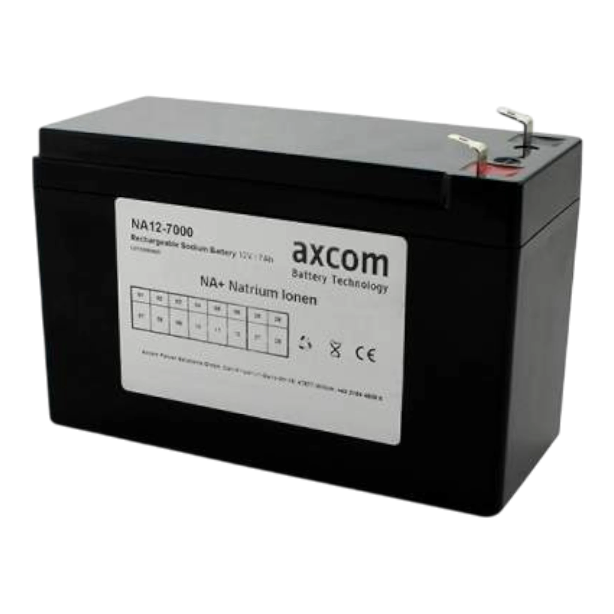 Axcom Natrium Ionen Akku NA12-7000 12V 7Ah mit 4,7mm Steckkontakten
