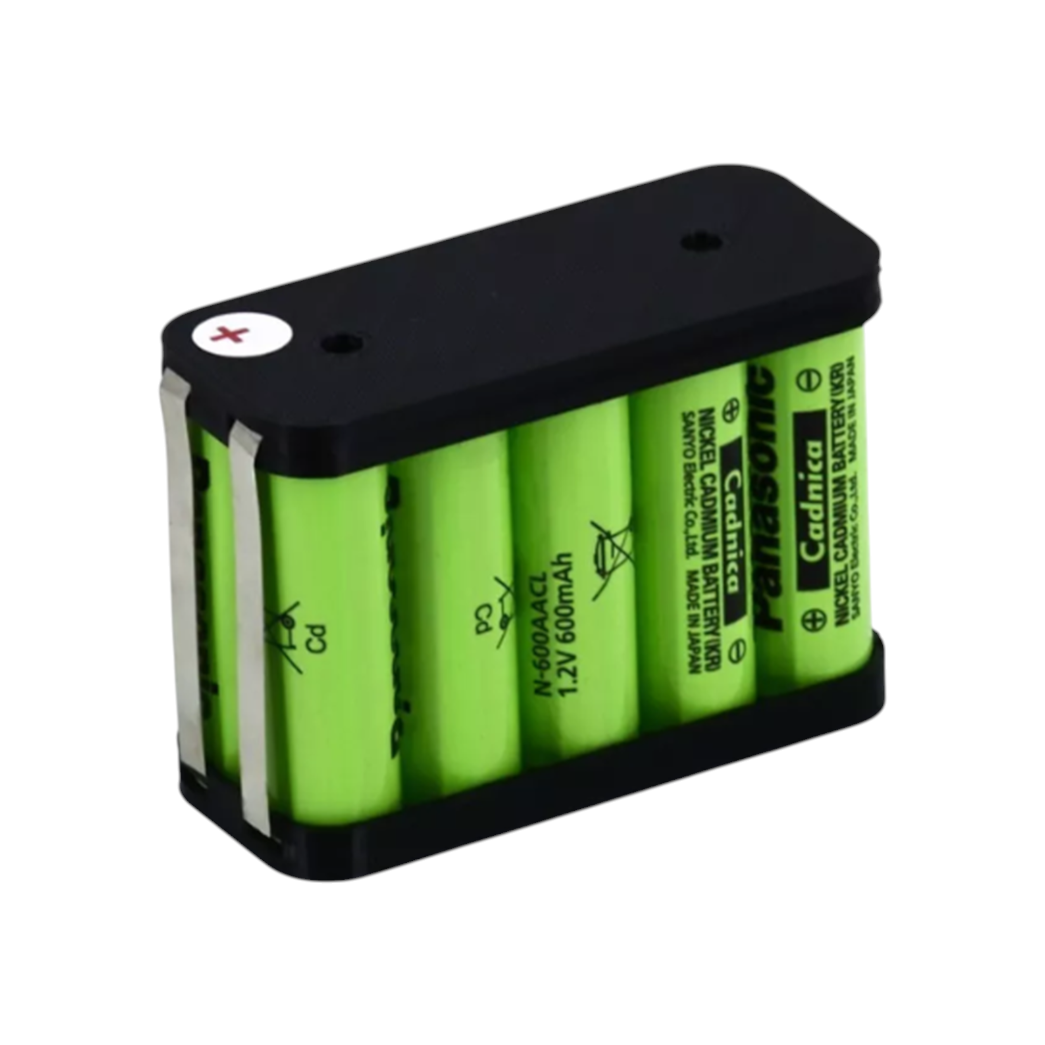 Konfektion Akku für RWA Rauchwarnanlagen PANASONIC 10/N-700AACL 12V 700mAh mit Halbschalen  Anordnung 100263 Lange Lötfahnen, + Links Deckelschalen mit Bohrungen