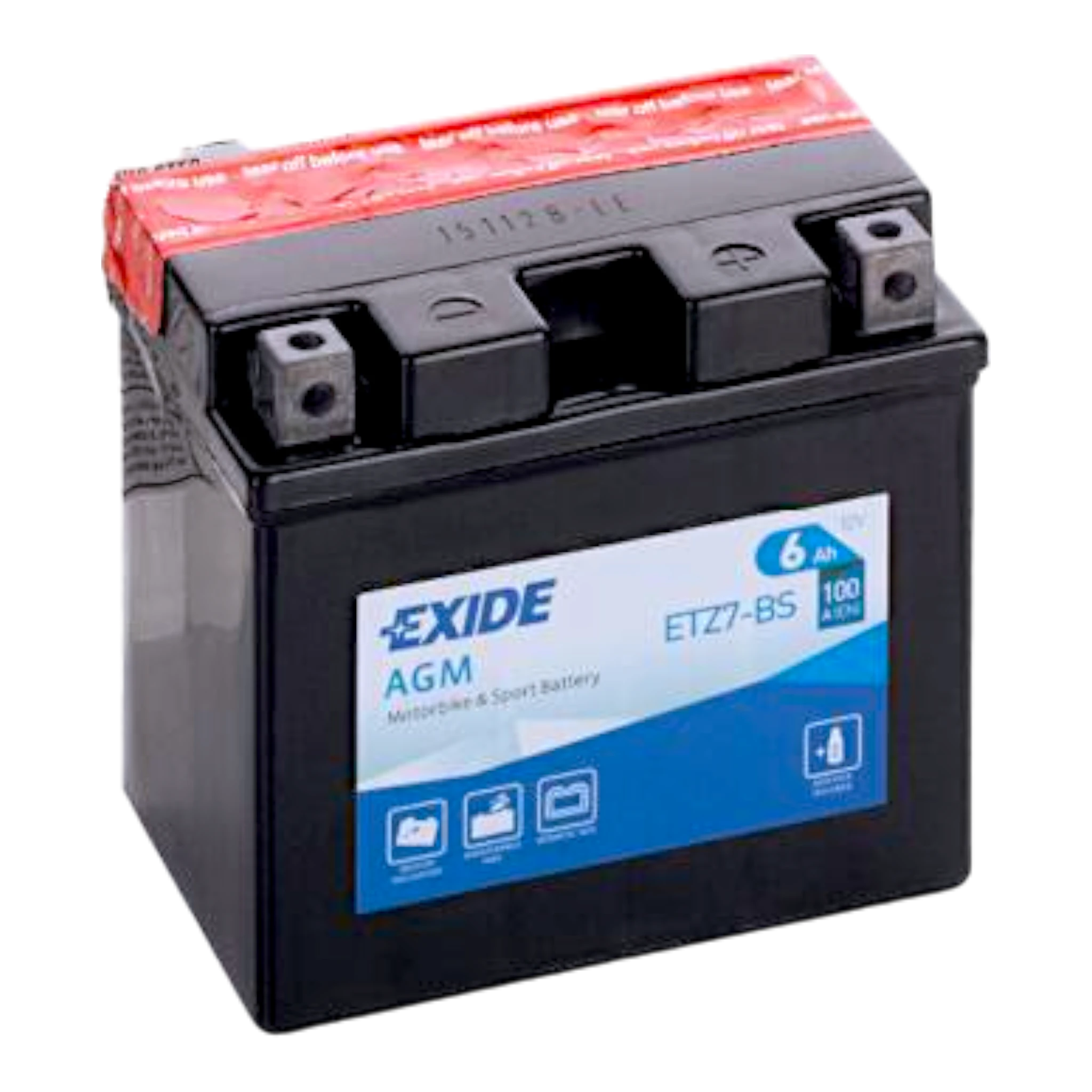 EXIDE ETZ7-BS / YTZ7-BS 12V 6AH - 100A (EN) -/+ Motorradbatterie WF