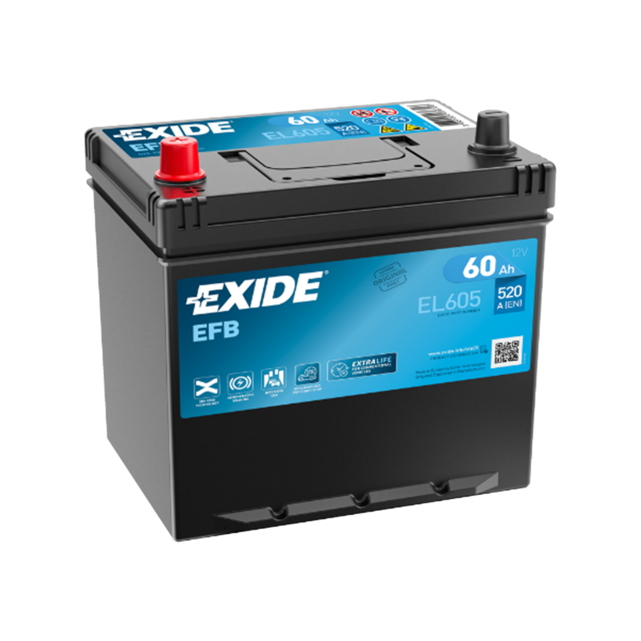 EXIDE EL605 EFB Pb Starterbatterie 12V 60Ah(C20) 520A(EN)