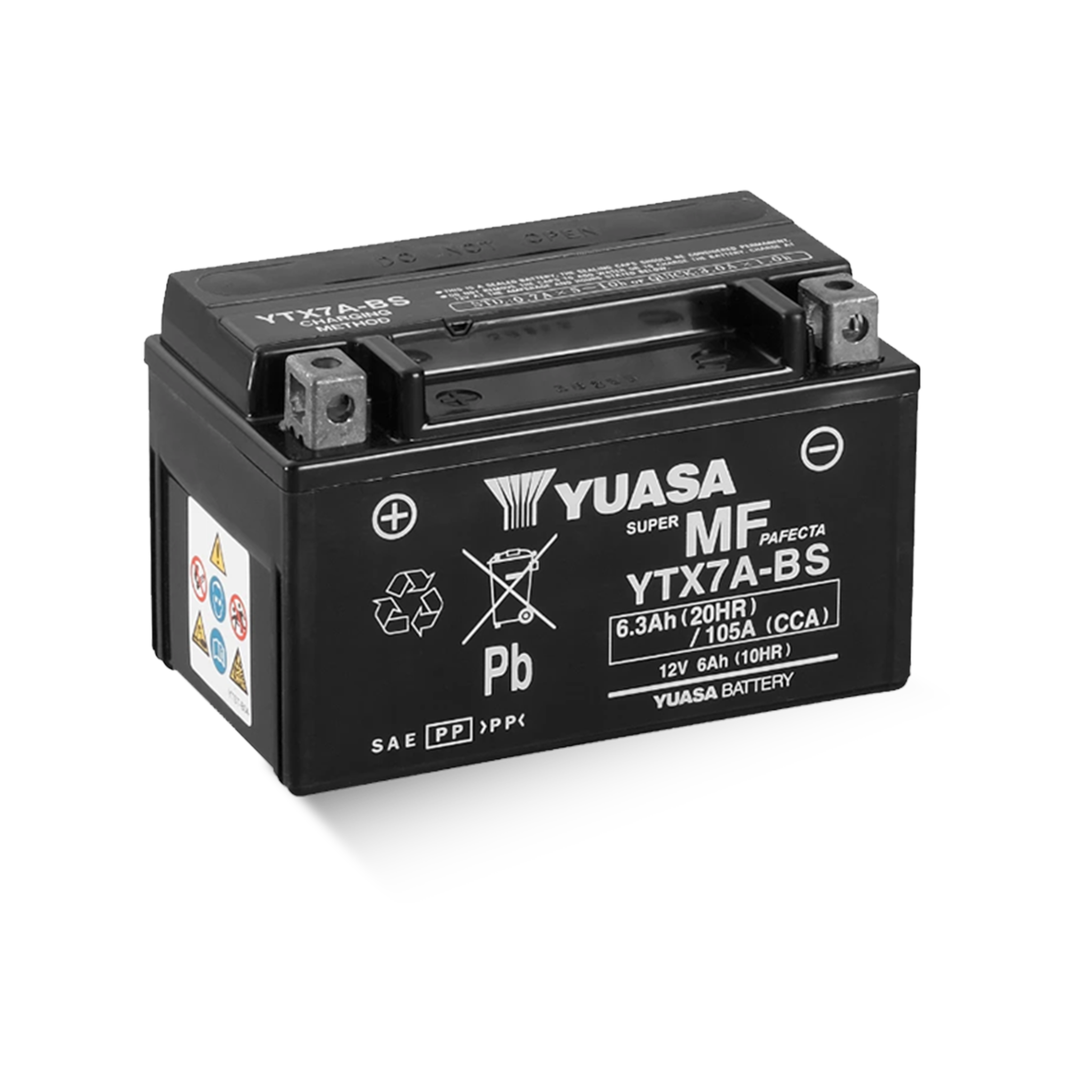 YUASA YTX7A-BS CP 12V 6,3Ah/C20 - 105A (EN) Motorradbatterie WF