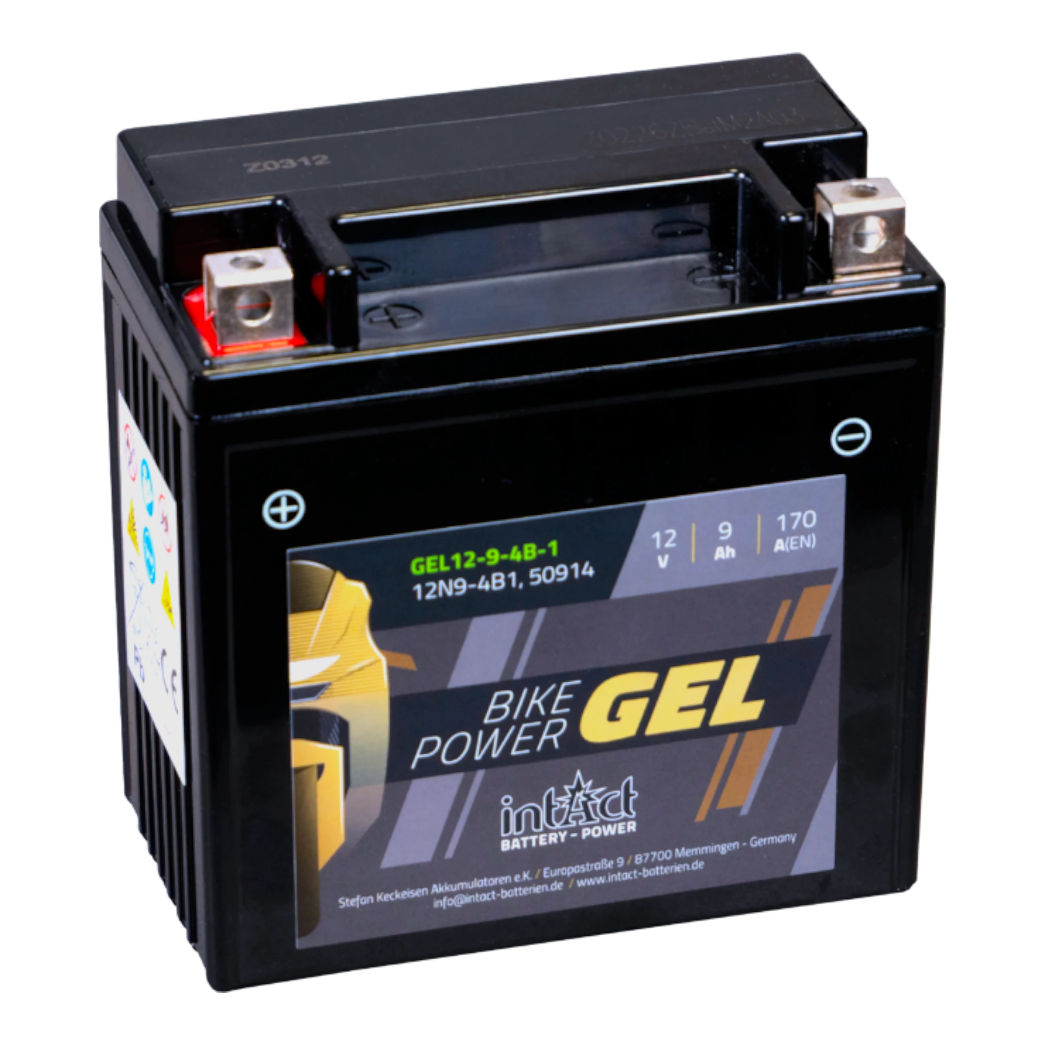 intAct Bike-Power GEL GEL12-9-4B-1 - Gel Motorradbatterie 12N9-4B-1 - 12V, 9Ah, 170A