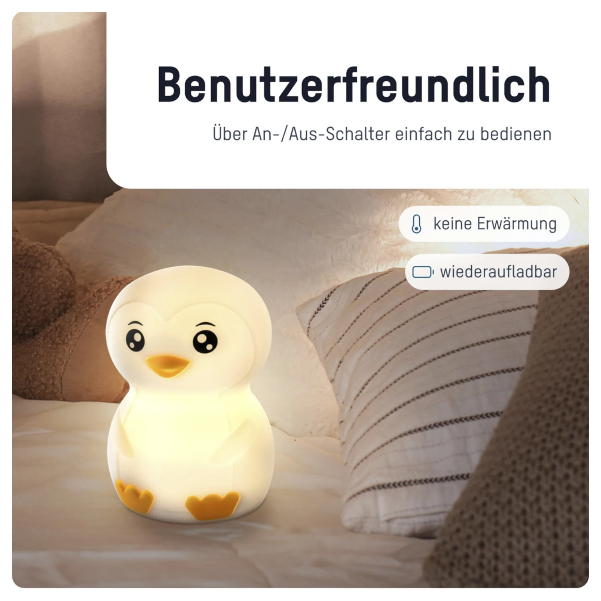 Ansmann Nachtlicht  Pinguin Leon  Farbwechsel (8 Farben) inkl. Ladekabel