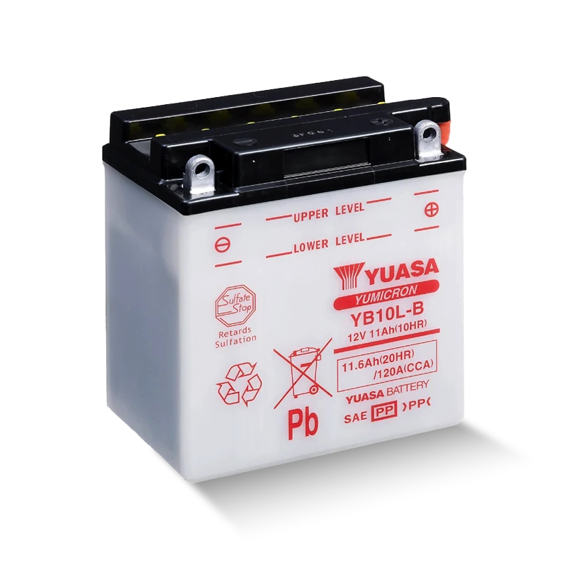 YUASA YB10L-B / 51113 12V 11,6Ah/C20 - 120A (EN) Motorradbatterie Anschlüsse: Vorne