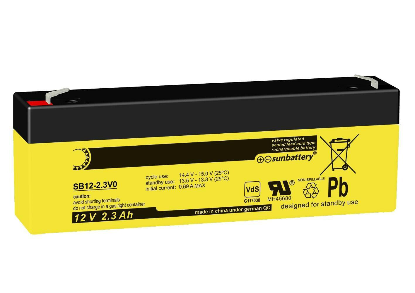 SUN SB12-2,3 AGM Akku Pb 12V 2,3Ah VDS 4,8mm Fastonstecker