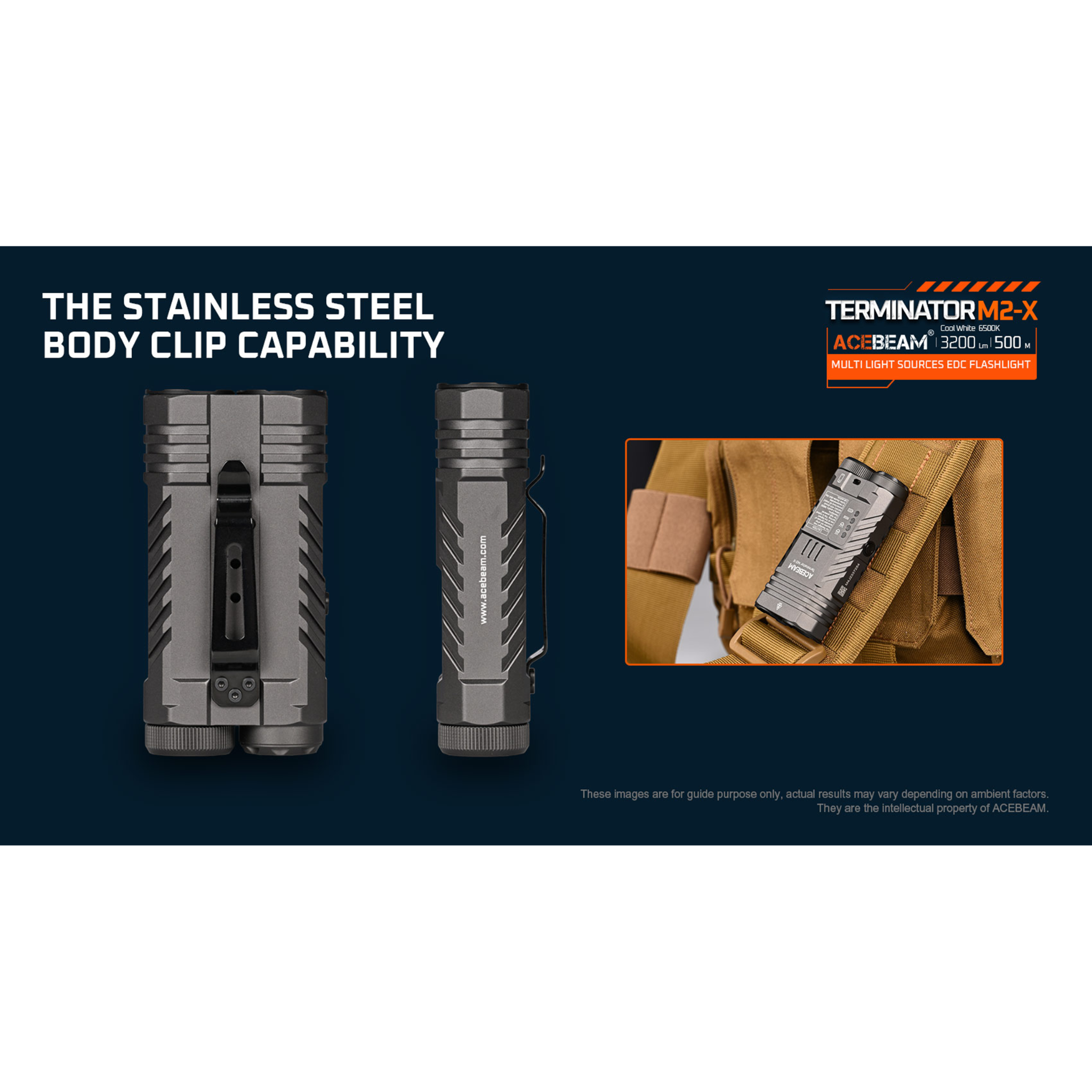 ACEBEAM Terminator M2-X LED-Taschenlampe  mit 3.200 Lumen, kaltweiß 6.500K grün