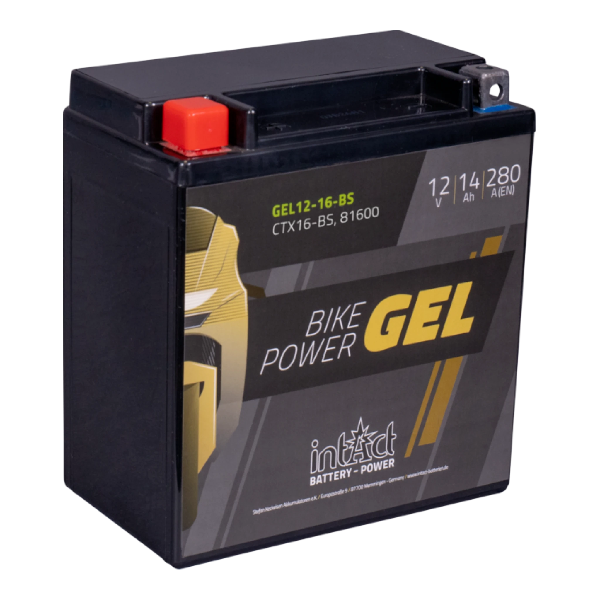 intAct Bike-Power GEL GEL12-16-BS - Gel Motorradbatterie YTX16-BS - 12V, 14Ah, 280A