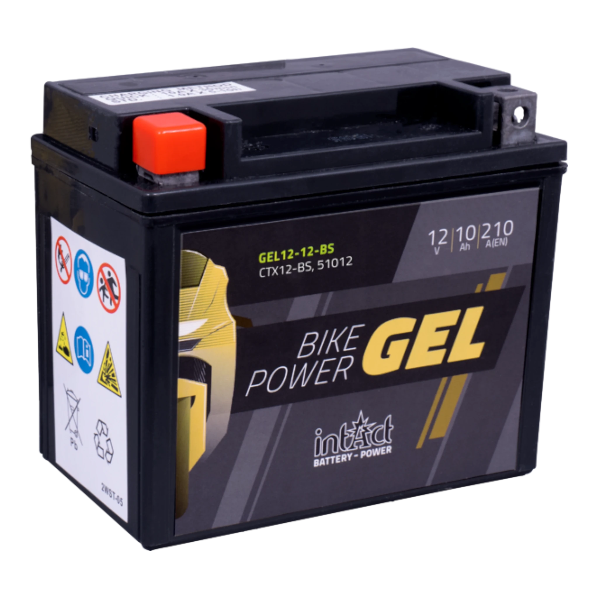 intAct Bike-Power GEL GEL12-12-BS - Gel Motorradbatterie YTX12-BS - 12V, 10Ah, 210A