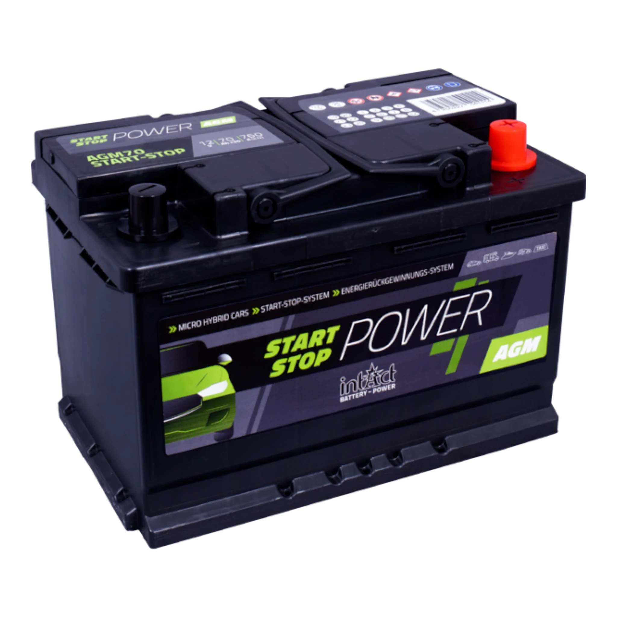 intAct Start-Stop-Power AGM AGM70SS - Start Stop Batterie AGM 12V, 70,00Ah, 760A