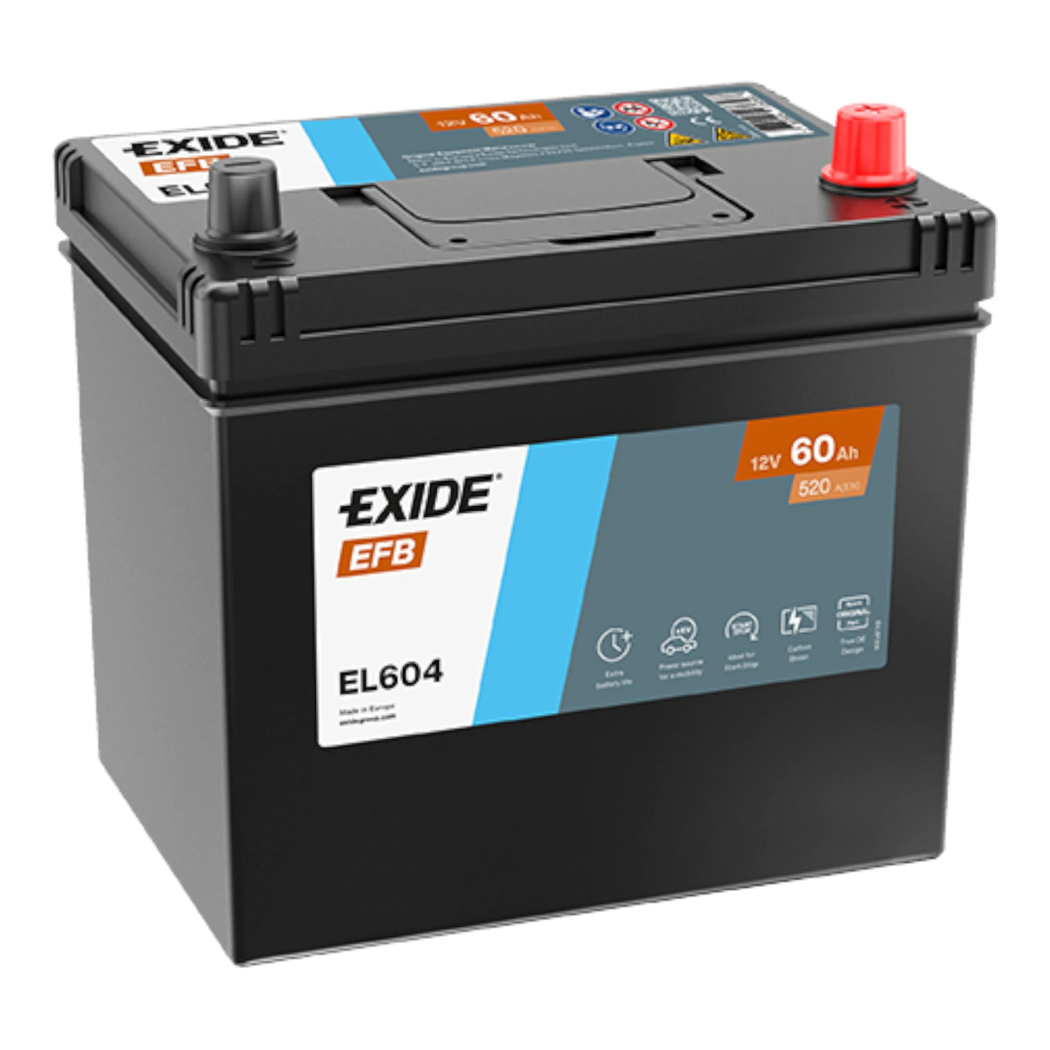 EXIDE EL604 EFB Pb Starterbatterie  12V 60Ah/C20 - 520A(EN)