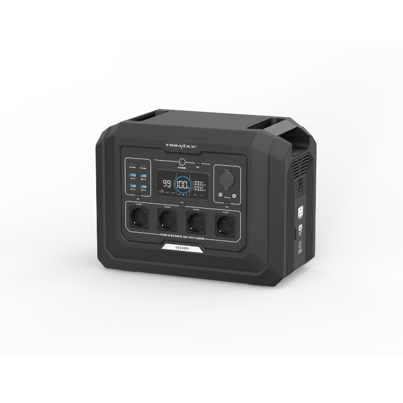 TRIMAXX PPS 1.0 Portable Powerstation  1.024 Wh LiFePo4 2.000 Watt Ausgangsleistung Tragbare Stromversorgung in Kofferformat inkl. Wechselrichter bis 2500 Watt Dauerlast