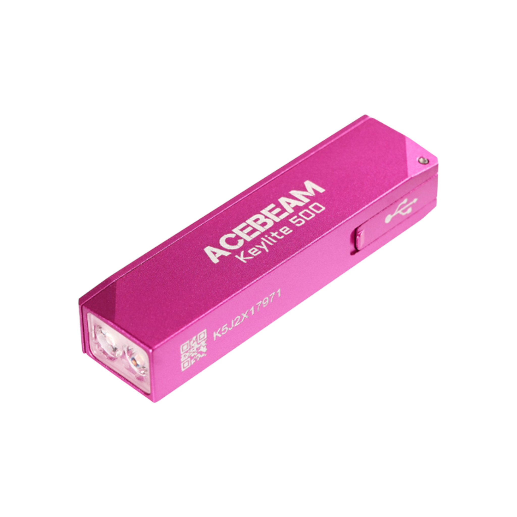 Acebeam Keylite 500 pink 500 Lumen, aufladbar über USB-C, Doppelte LEDs Ultrakompakt, 6 Modi, Wasserfest, Leuchtdauer 12h
