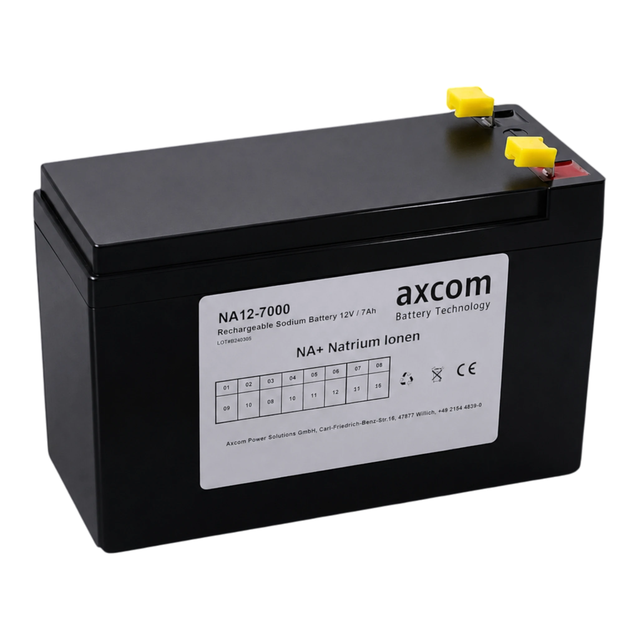 Axcom Natrium Ionen Akku NA12-7000 12V 7Ah mit 4,7mm Steckkontakten