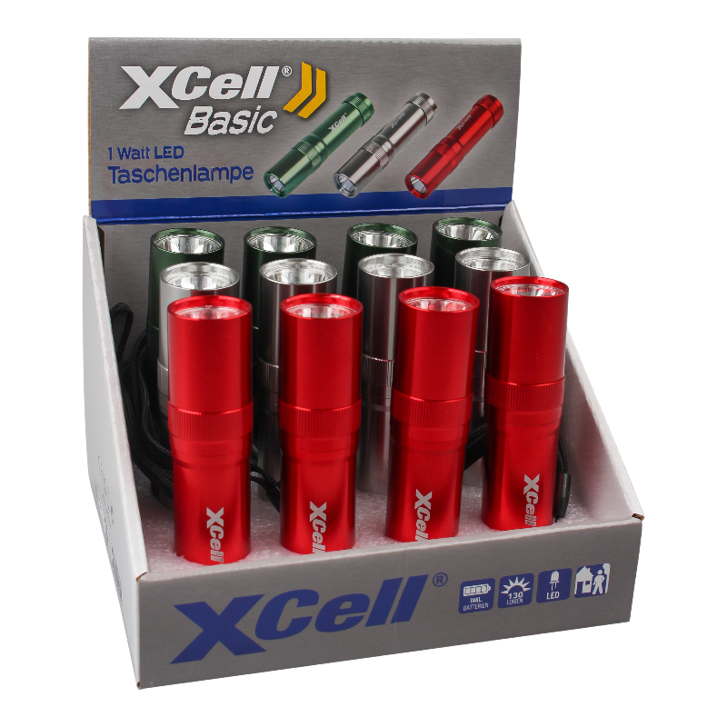 XCELL Basic 1 Watt LED Taschenlampe 130 Lumen inkl. 3x XCell LR03
