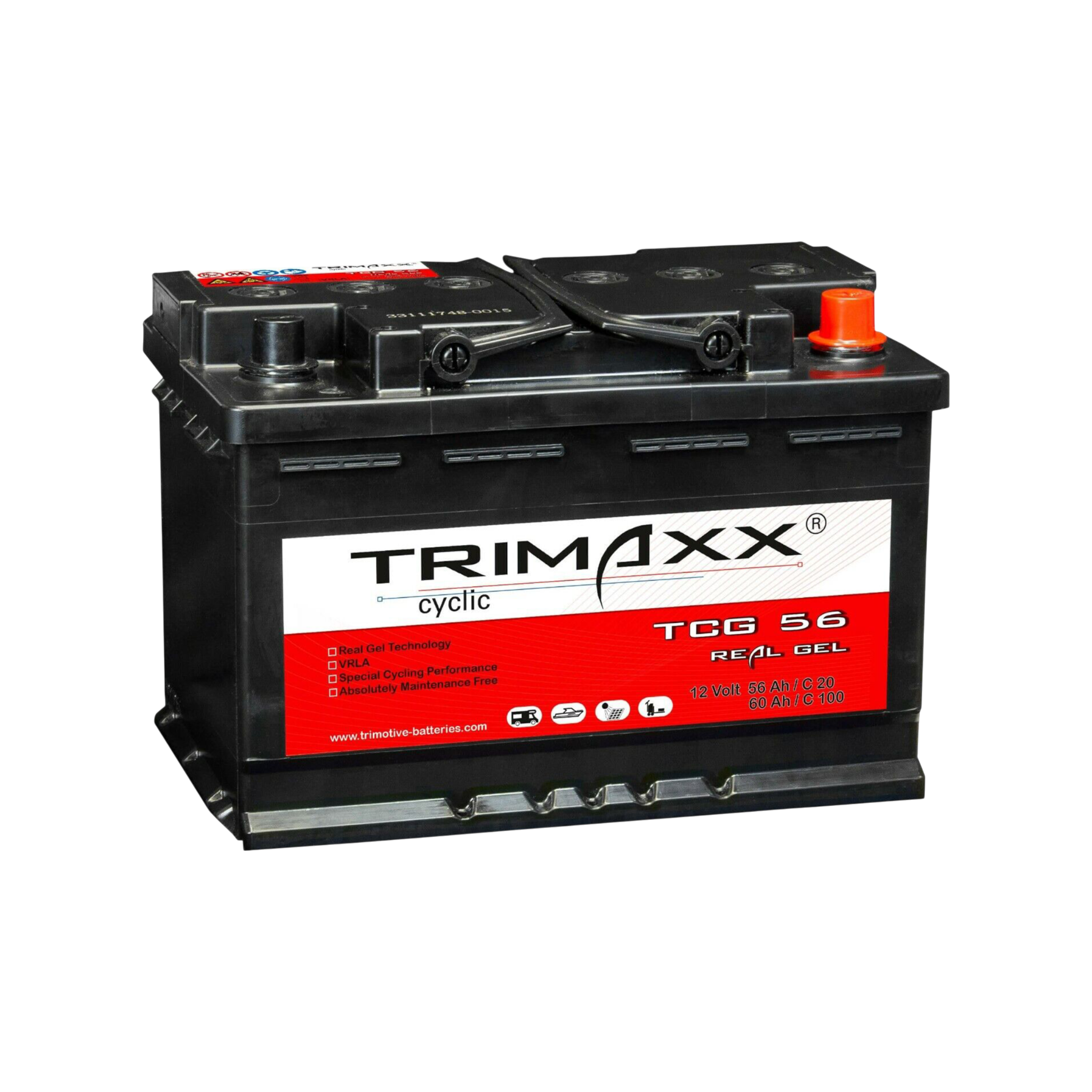 TRIMAXX cyclic "Real-GEL" TCG 56 absolut wartungsfrei, verschlossen, VRLA 12V 56Ah(C20)