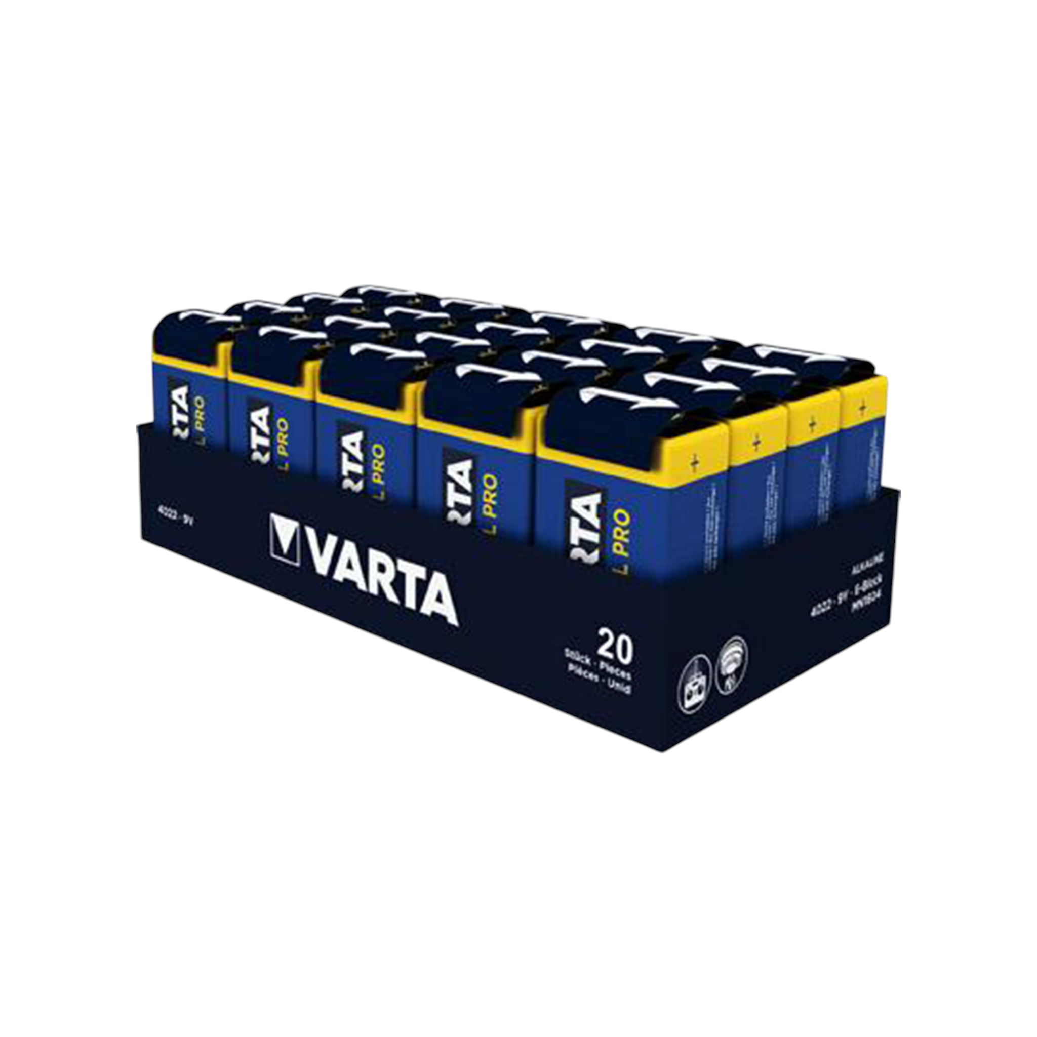 VARTA 4022 Industrial pro / 6LR61 9V-Block Alkaline Batterie 9V 20er Pack