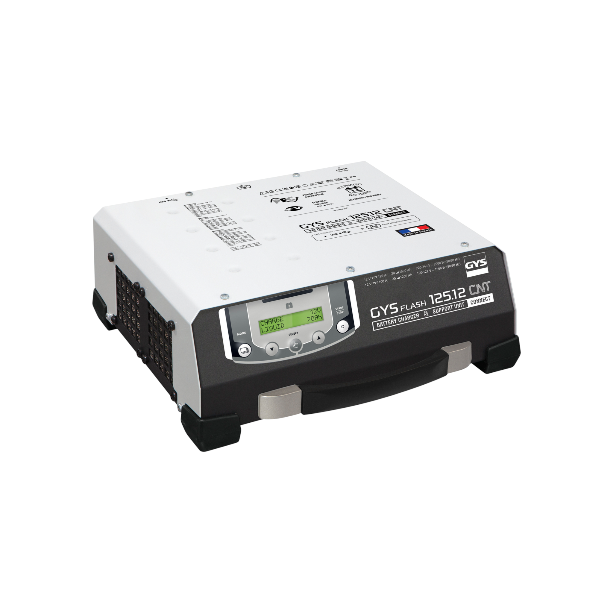 GYSFLASH 125.12 CNT-FV 12V 120A Automatisches Batterieladegerät ideal für die  Werkstatt mit 5m–Kabel