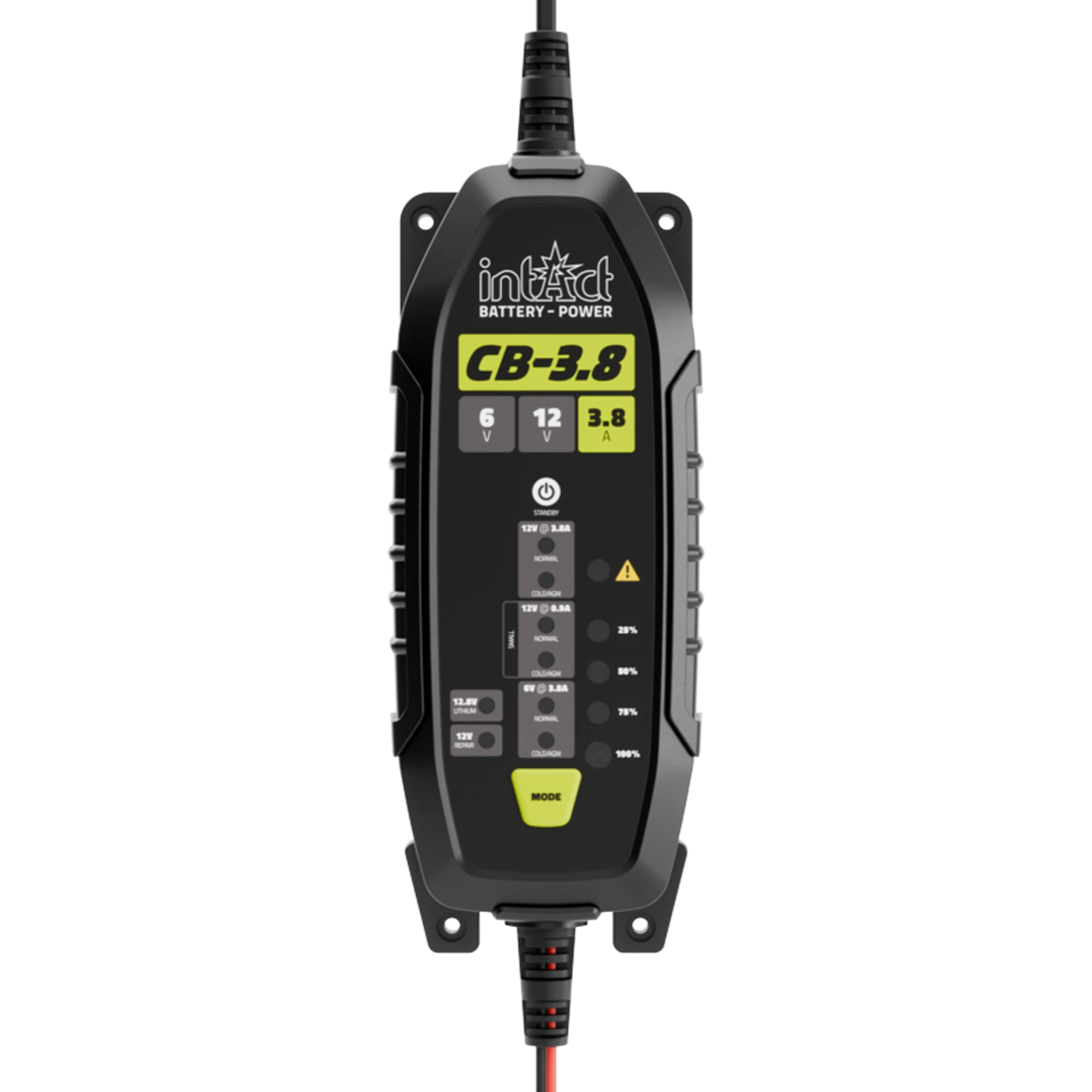 intAct ChargeBox 3.8 – kompaktes Ladegerät für Autobatterie 6V/12V bis 120 Ah