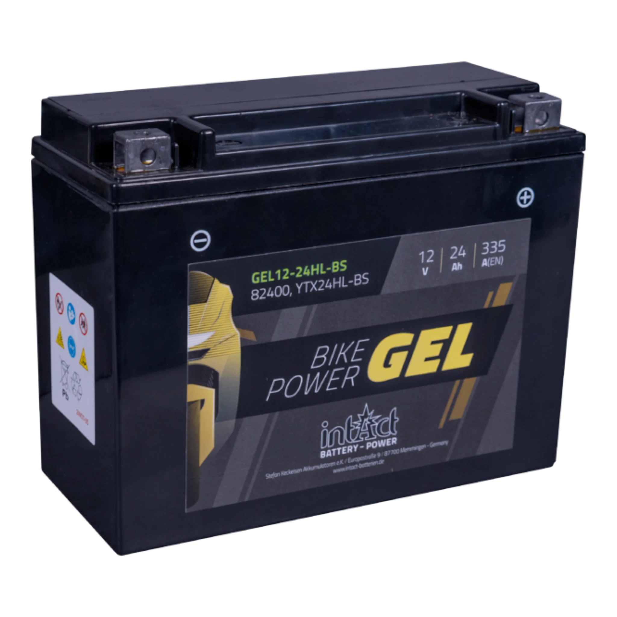 intAct Bike-Power GEL GEL12-24HL-BS - Gel Motorradbatterie YTX24HL-BS - 12V, 24Ah, 335A