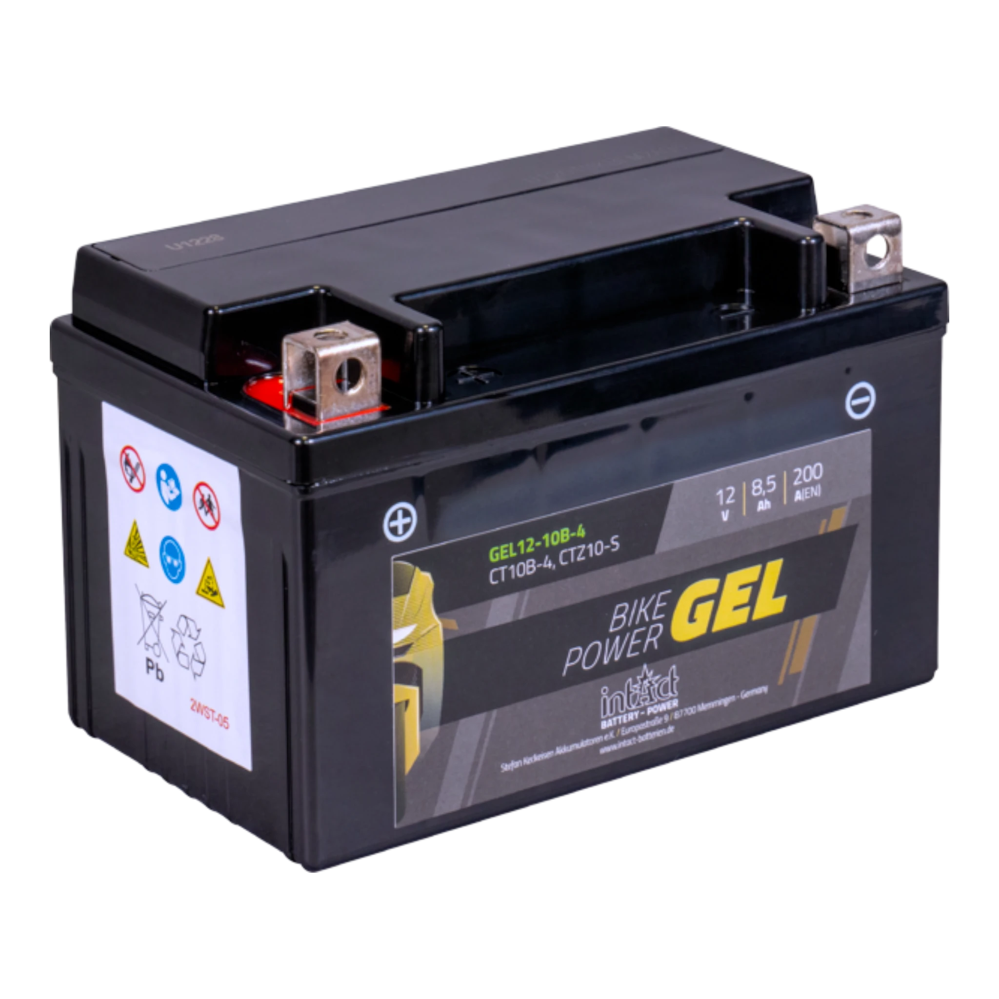 intAct Bike-Power GEL GEL12-10B-4 - Gel Motorradbatterie YTZ10S - 12V, 8Ah, 200A