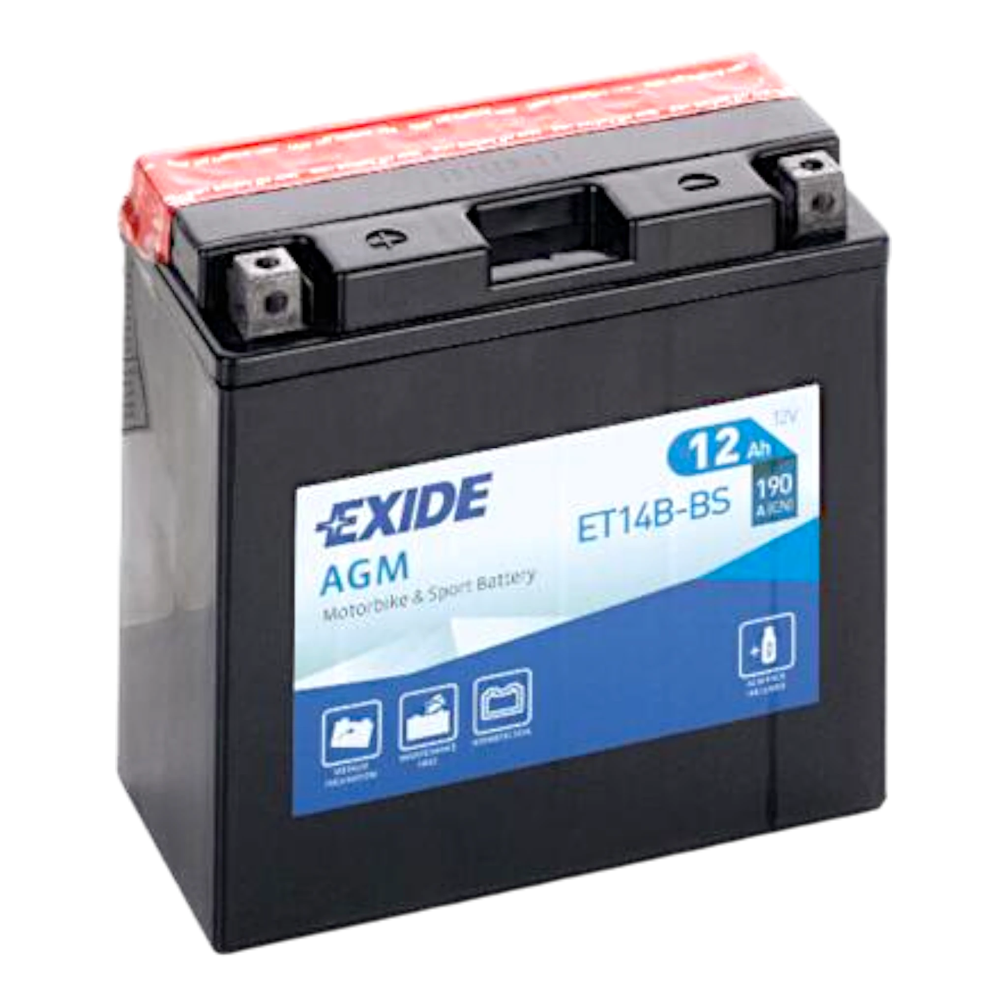 EXIDE ET14B-BS 12V 12Ah - 190A (EN) +/- Motorradbatterie WF
