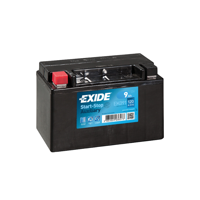 EXIDE EK091 AGM Pb Backup-Batterie  12V 9Ah/C20 - 120A(EN)