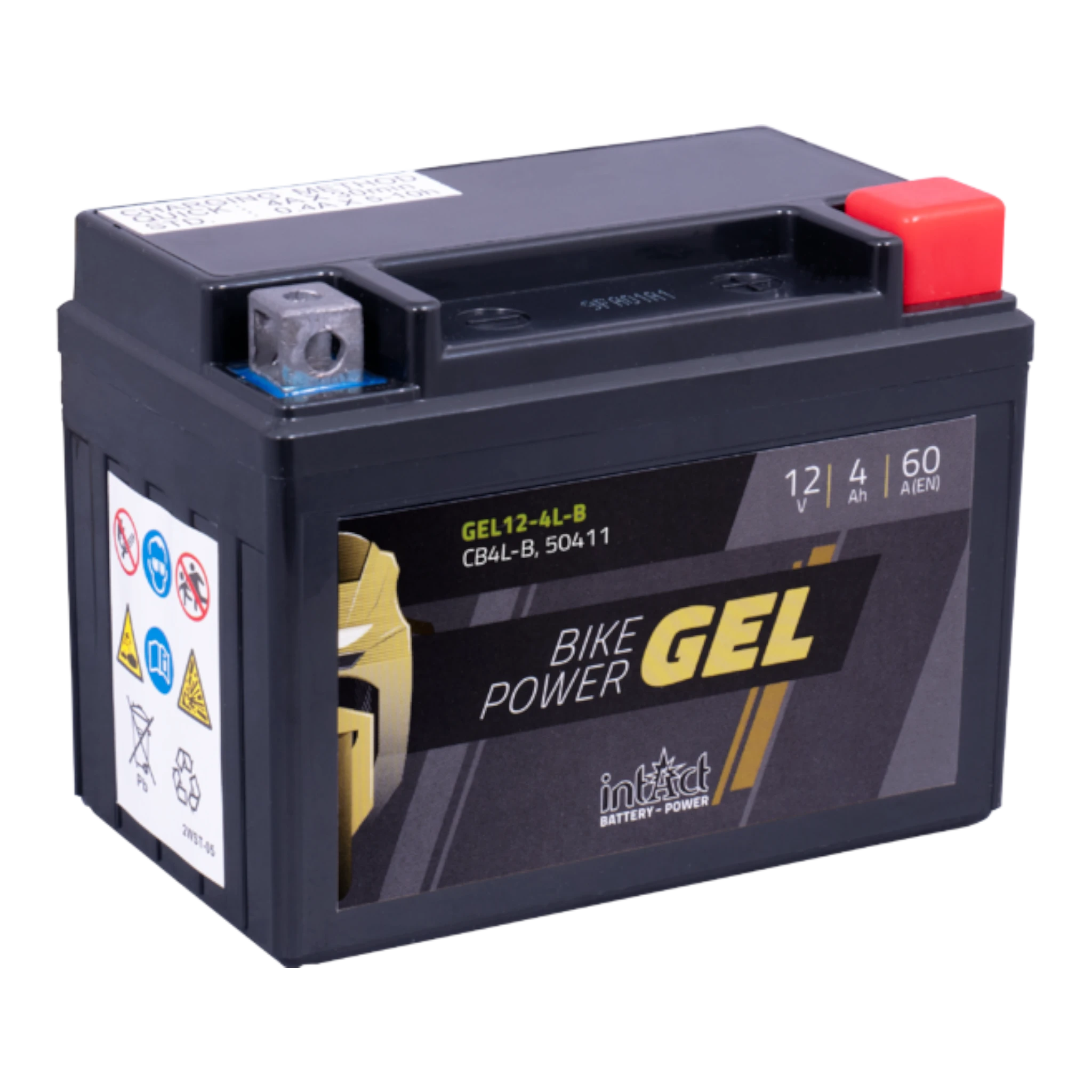 intAct Bike-Power GEL GEL12-4L-B - Gel Motorradbatterie YB4L-B - 12V, 4Ah, 60A