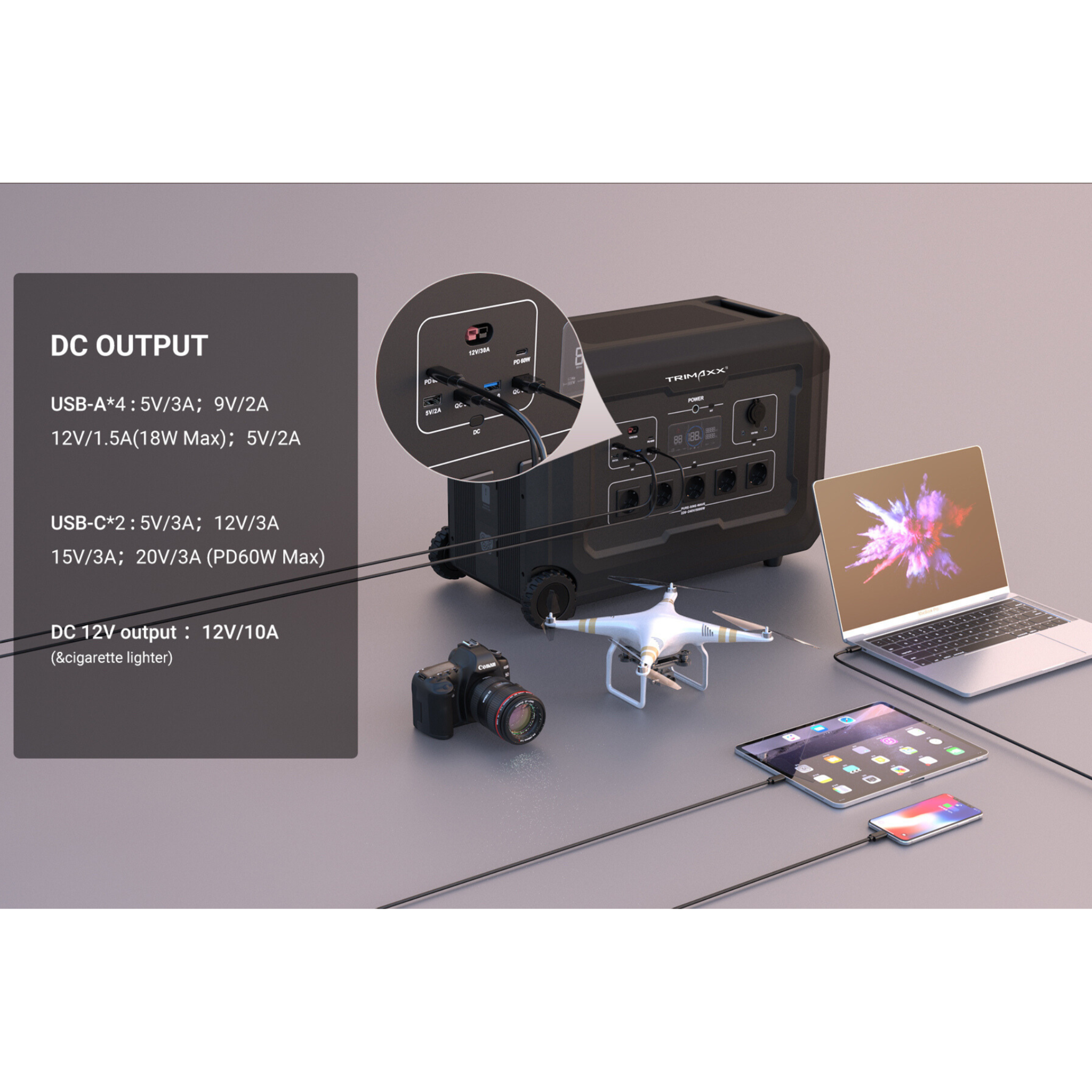 TRIMAXX PPS 5.0 professional Portable Powerstation  48V 105Ah 5040Wh LiFePo4  Tragbare Stromversorgung in Kofferformat inkl. Wechselrichter bis 5000Watt Dauerlast