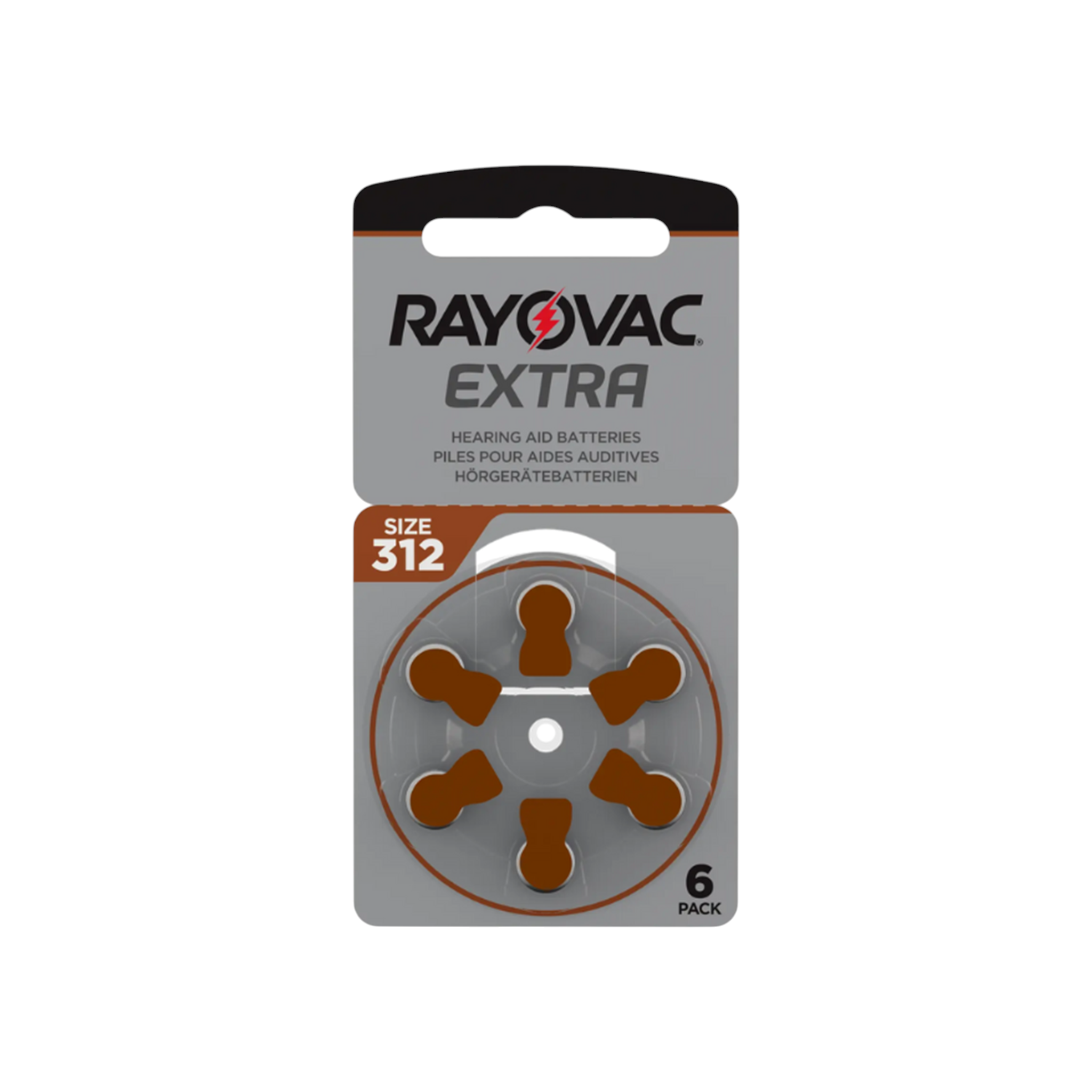 Rayovac Hearing Aid 312 Hörgerätebatterie im 6er Blister 1,4V Zink-Luft 180mAh