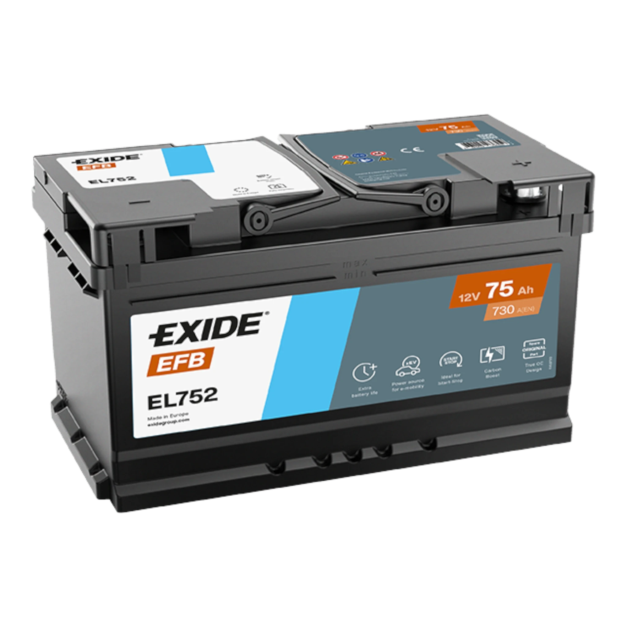EXIDE EL752 EFB Pb Starterbatterie  12V 75Ah/C20 - 730A(EN)
