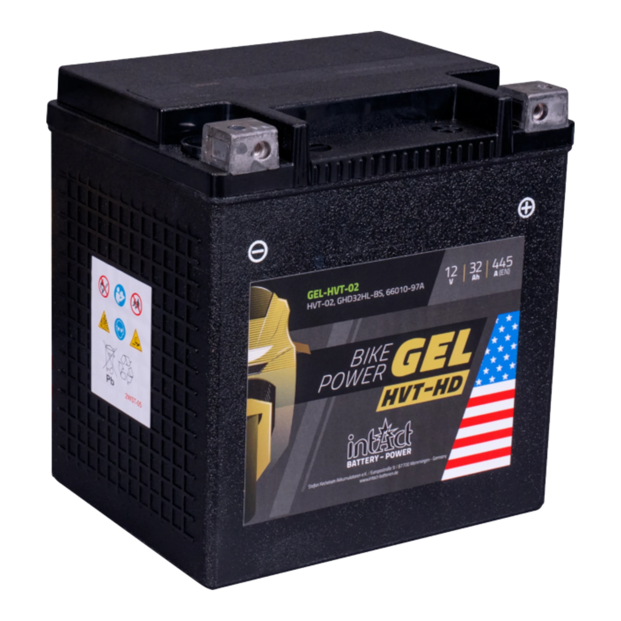 intAct Bike-Power GEL HVT-HD GEL-HVT-02 - GEL Motorradbatterie 66010-97A - 12V, 32Ah, 445A extrem Rüttelfest