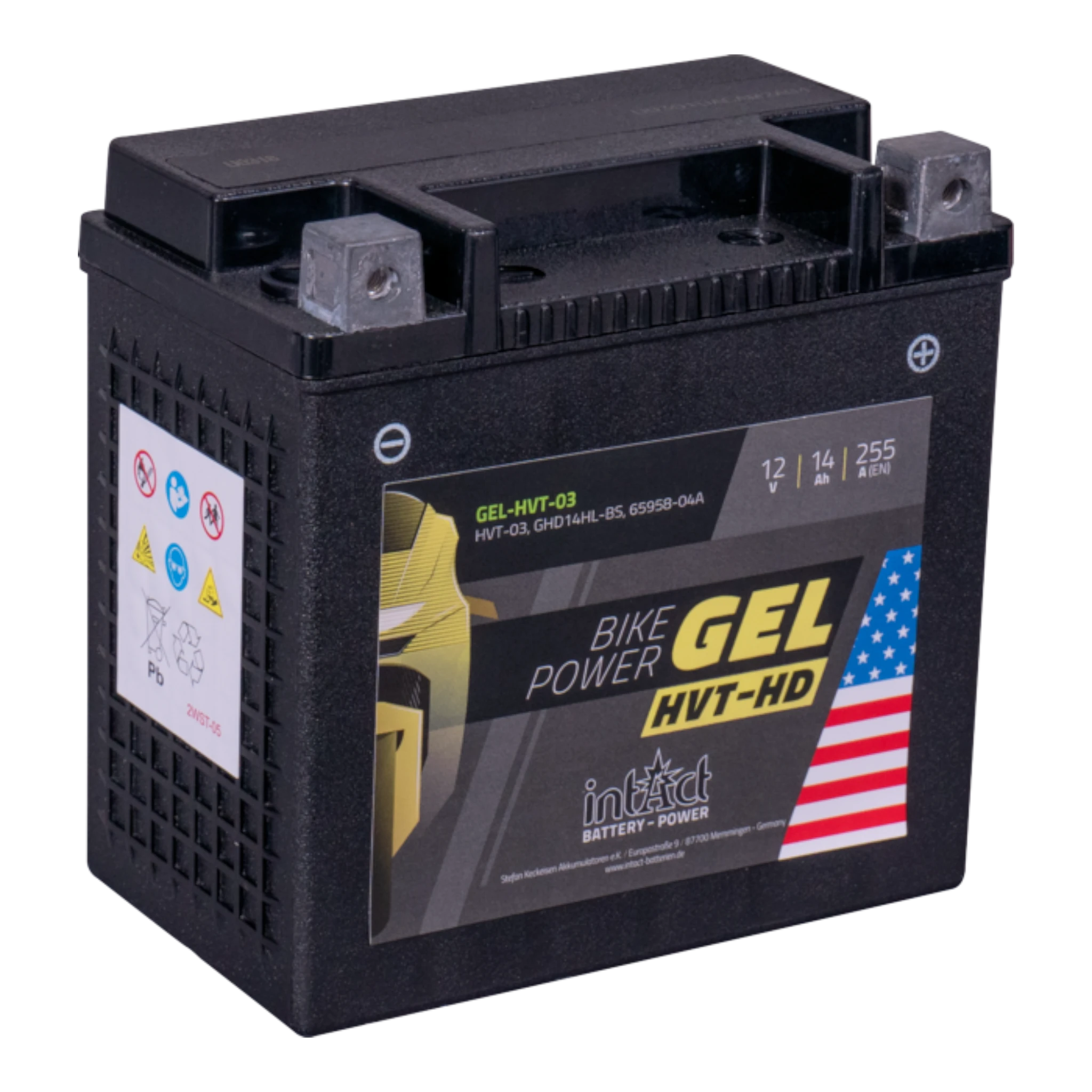 intAct Bike-Power GEL HVT-HD GEL-HVT-03 - GEL Motorradbatterie 65958-04A - 12V, 14,00Ah, 255A Extrem rüttelfest