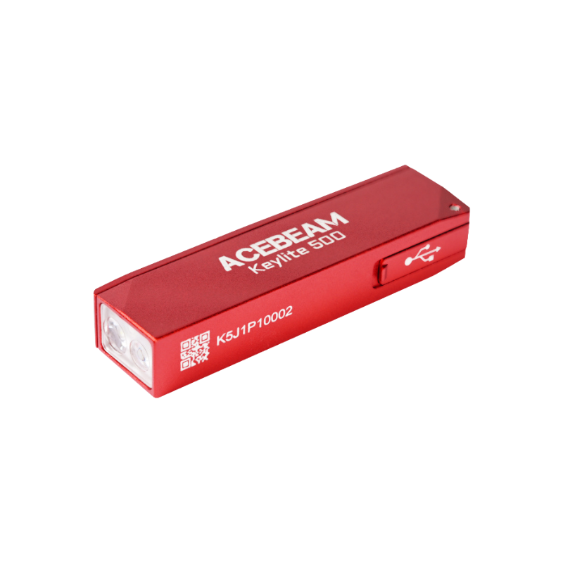 Acebeam Keylite 500 red 500 Lumen, aufladbar über USB-C, Doppelte LEDs Ultrakompakt, 6 Modi, Wasserfest, Leuchtdauer 12h