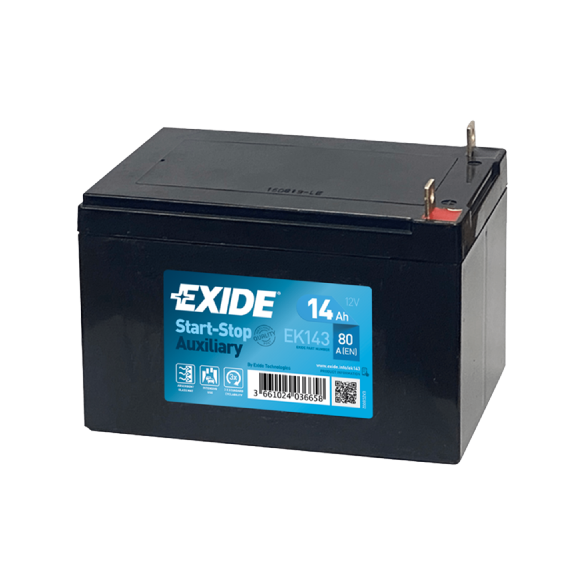 EXIDE EK143 AGM Pb Backup-Batterie 12V 14Ah/C20 80A(EN)