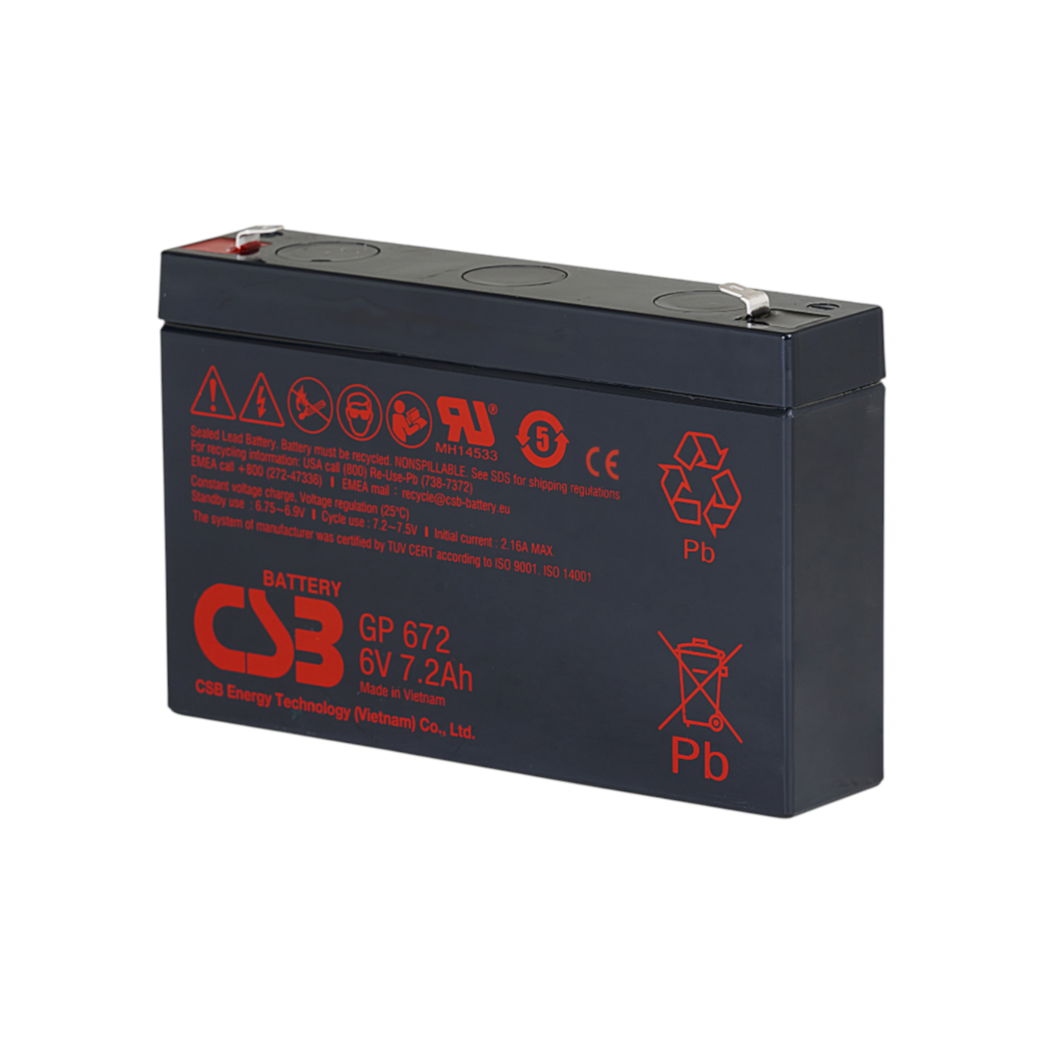 CSB GP672 AGM Akku Pb 6V 7,2Ah 4,8mm Fastonstecker