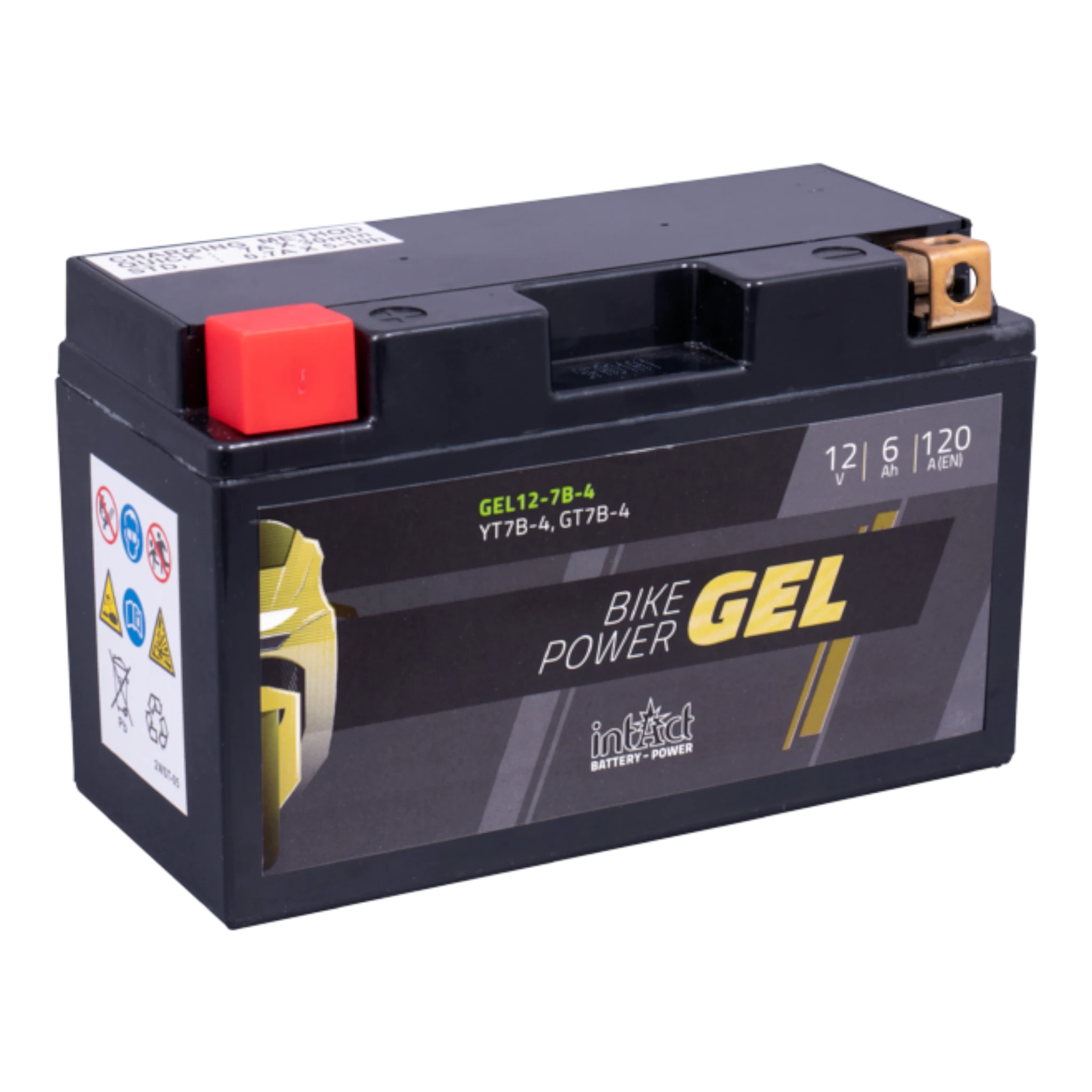 intAct Bike-Power GEL GEL12-7B-4 - Gel Motorradbatterie YT7B-BS - 12V, 6Ah, 120A