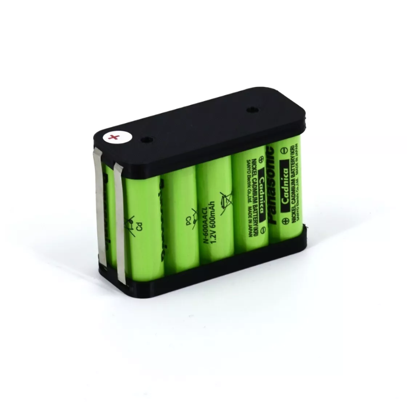 Konfektion Akku für RWA  Rauchwarnanlagen 10/N-600AACL 12V 600mAh mit Deckelschalen  Anordnung 100258 Lange Lötfahnen, + Links Deckelschalen mit Bohrungen