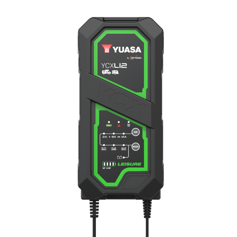 YUASA Ladegerät YCXL12 Leisure 12V mit 2A/8A/12A Ladestrom IP44 Schutzklasse
