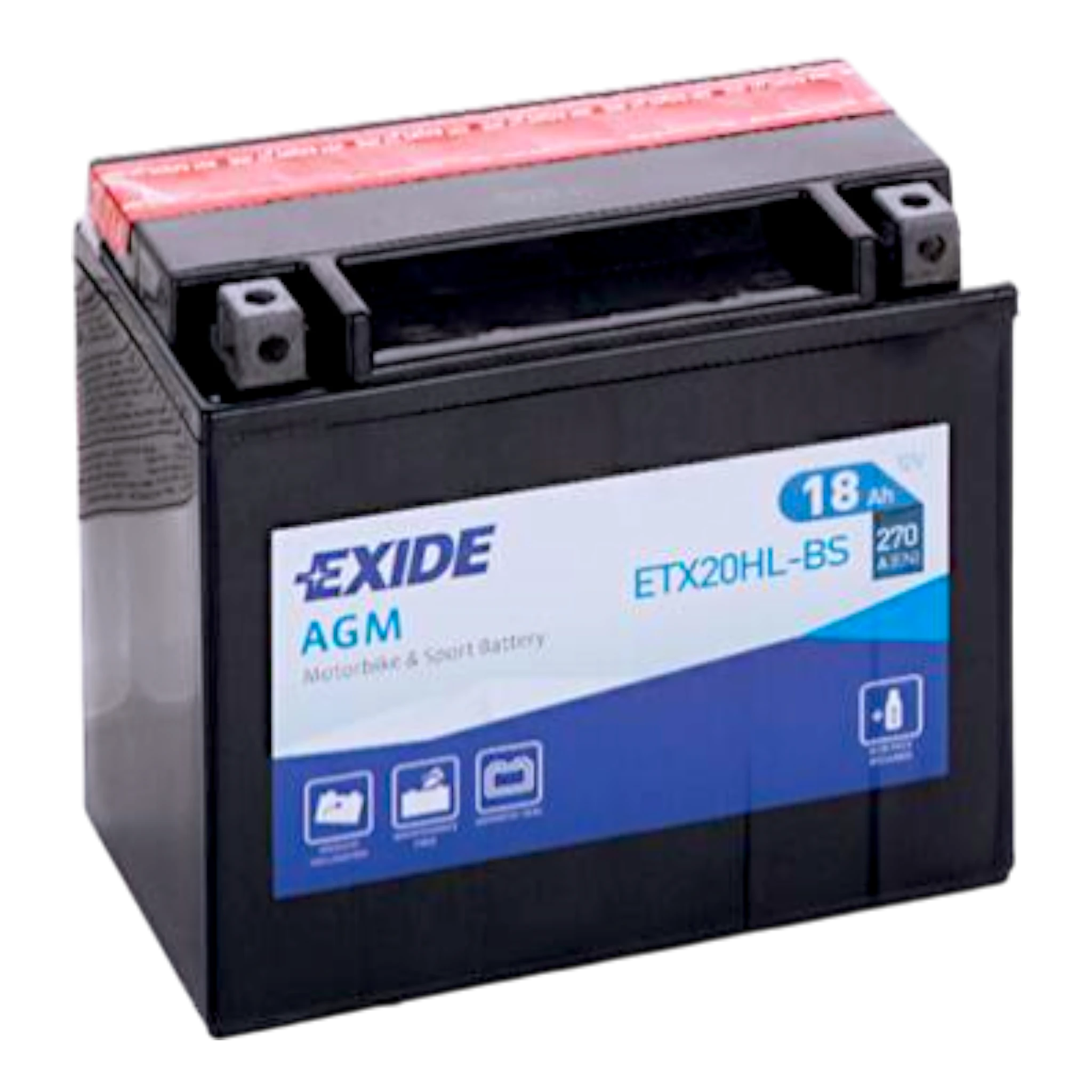EXIDE ETX20HL-BS 12V 20Ah - 270A (EN) -/+ Motorradbatterie WF