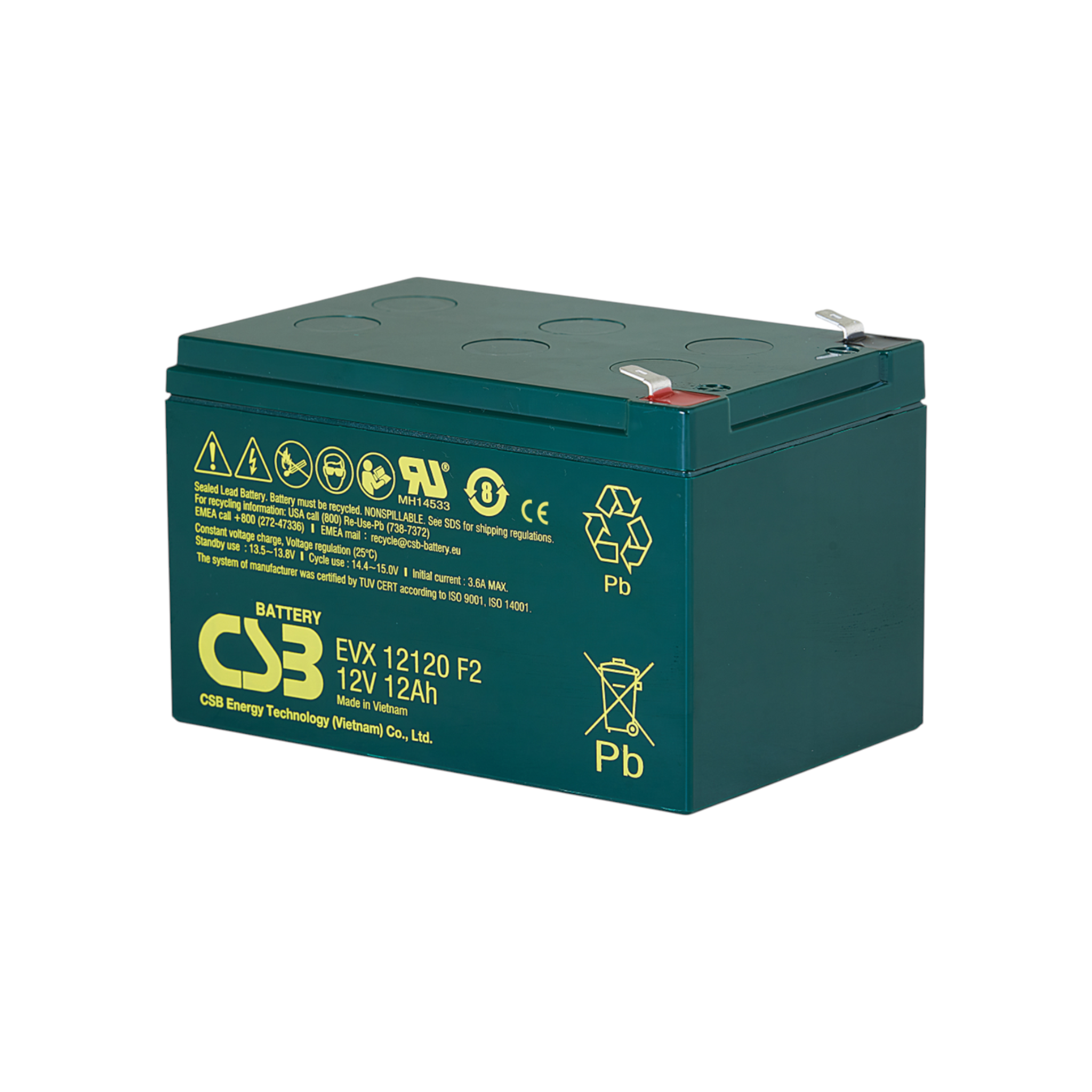 CSB EVX12120F2 Zyklenfester AGM Akku Pb 12V 12Ah