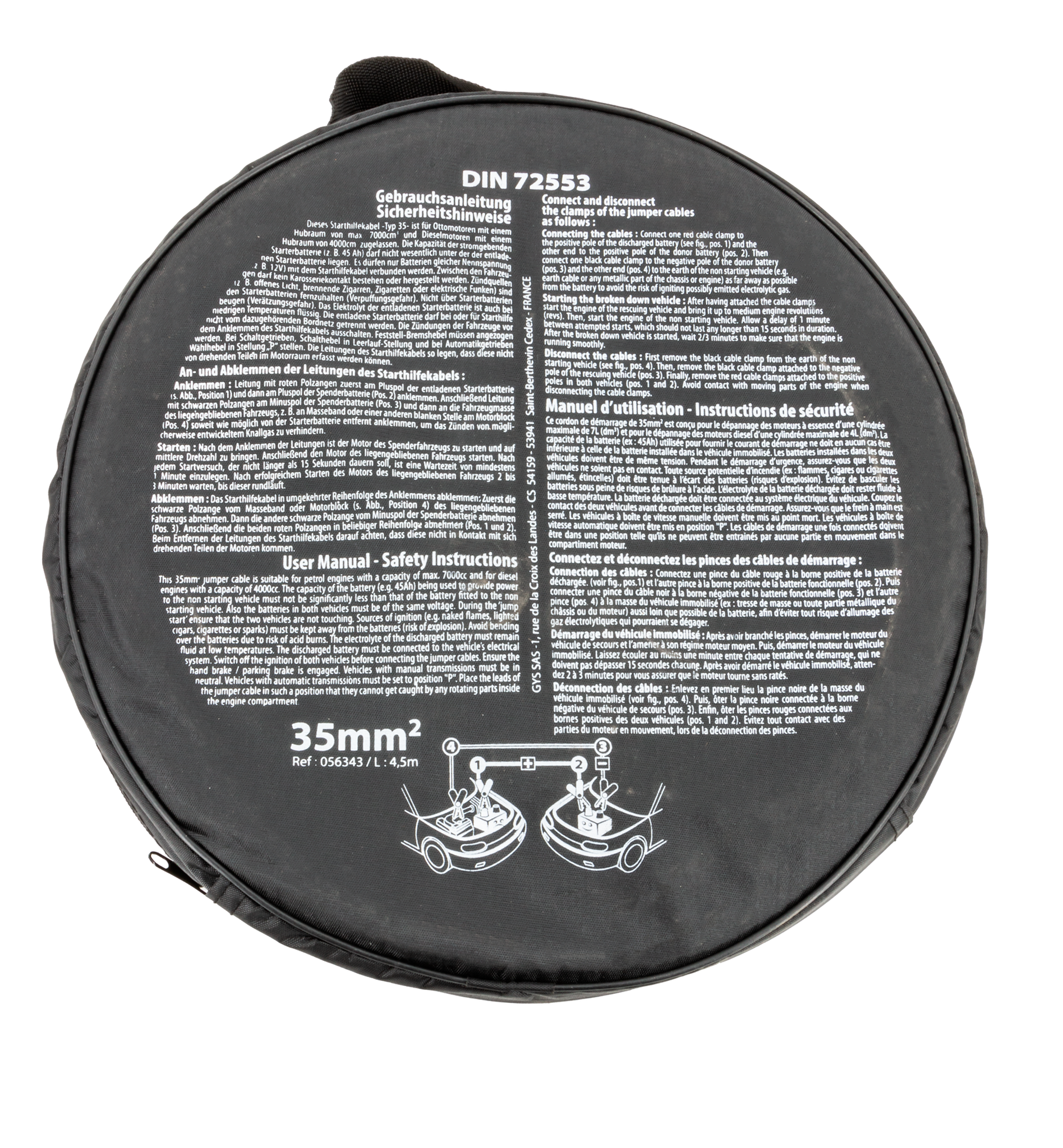 GYS Starthilfekabel max. 700 A - 35 mm² - 4,5 m