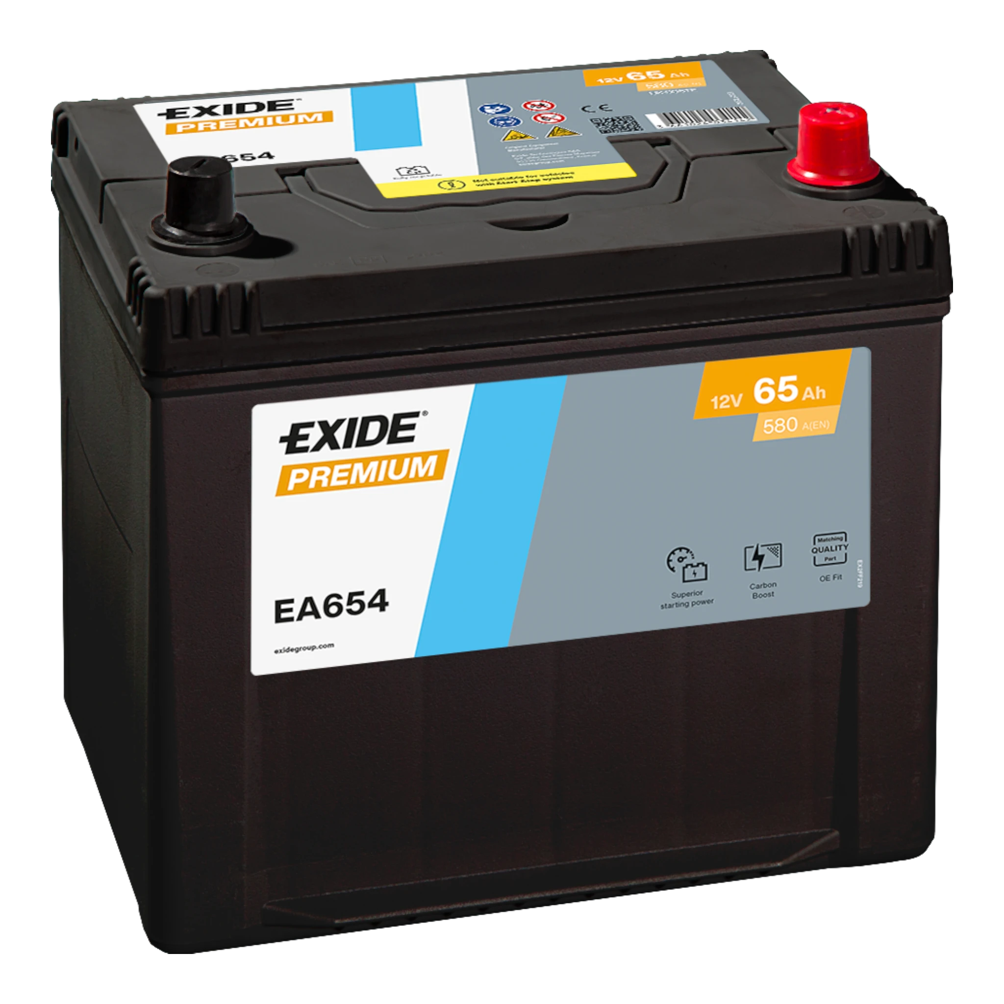 EXIDE Premium EA654 Pb Starterbatterie  12V 65 Ah/C20 - 580A(EN)