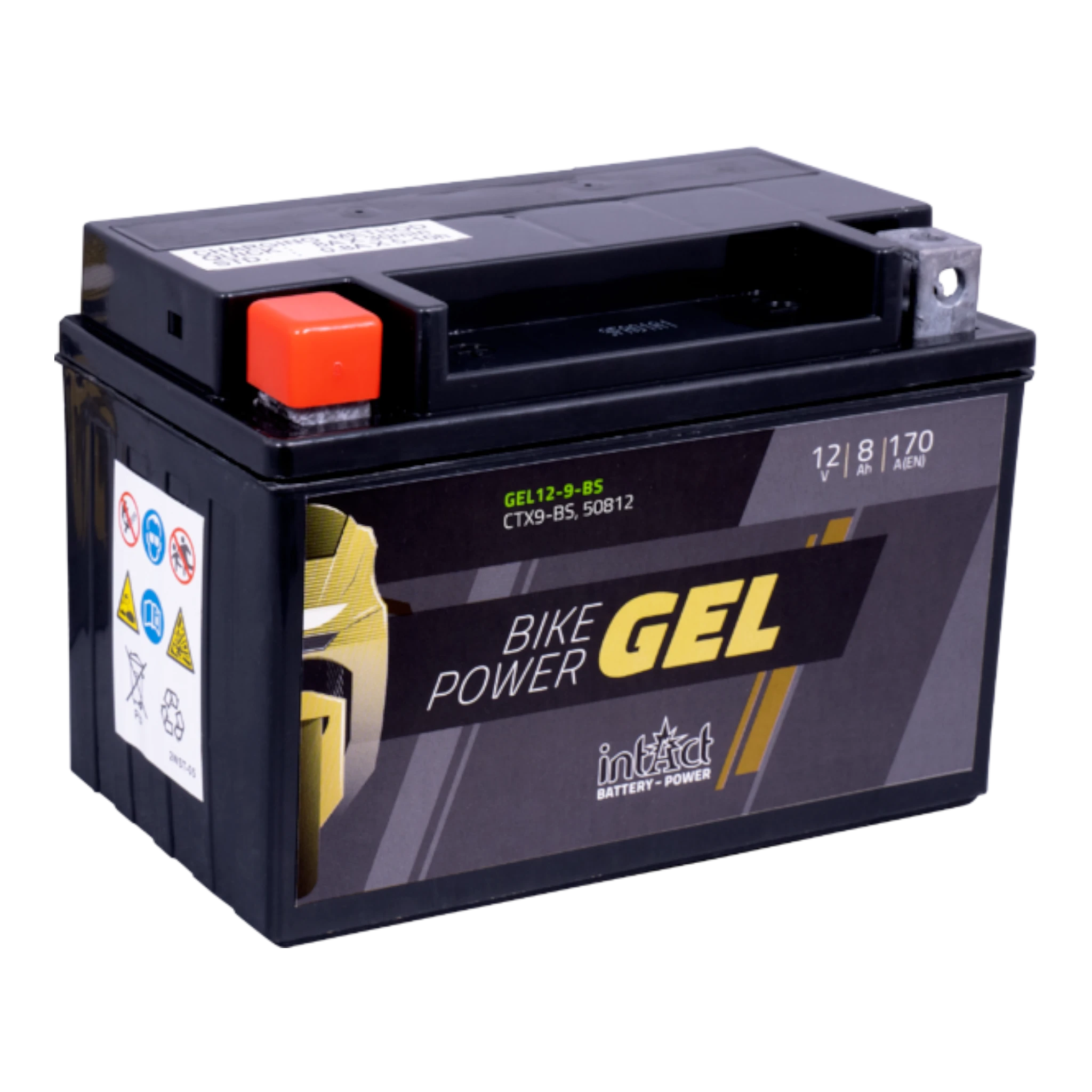 intAct Bike-Power GEL GEL12-9-BS - Gel Motorradbatterie YTX9-BS - 12V, 8Ah, 170A