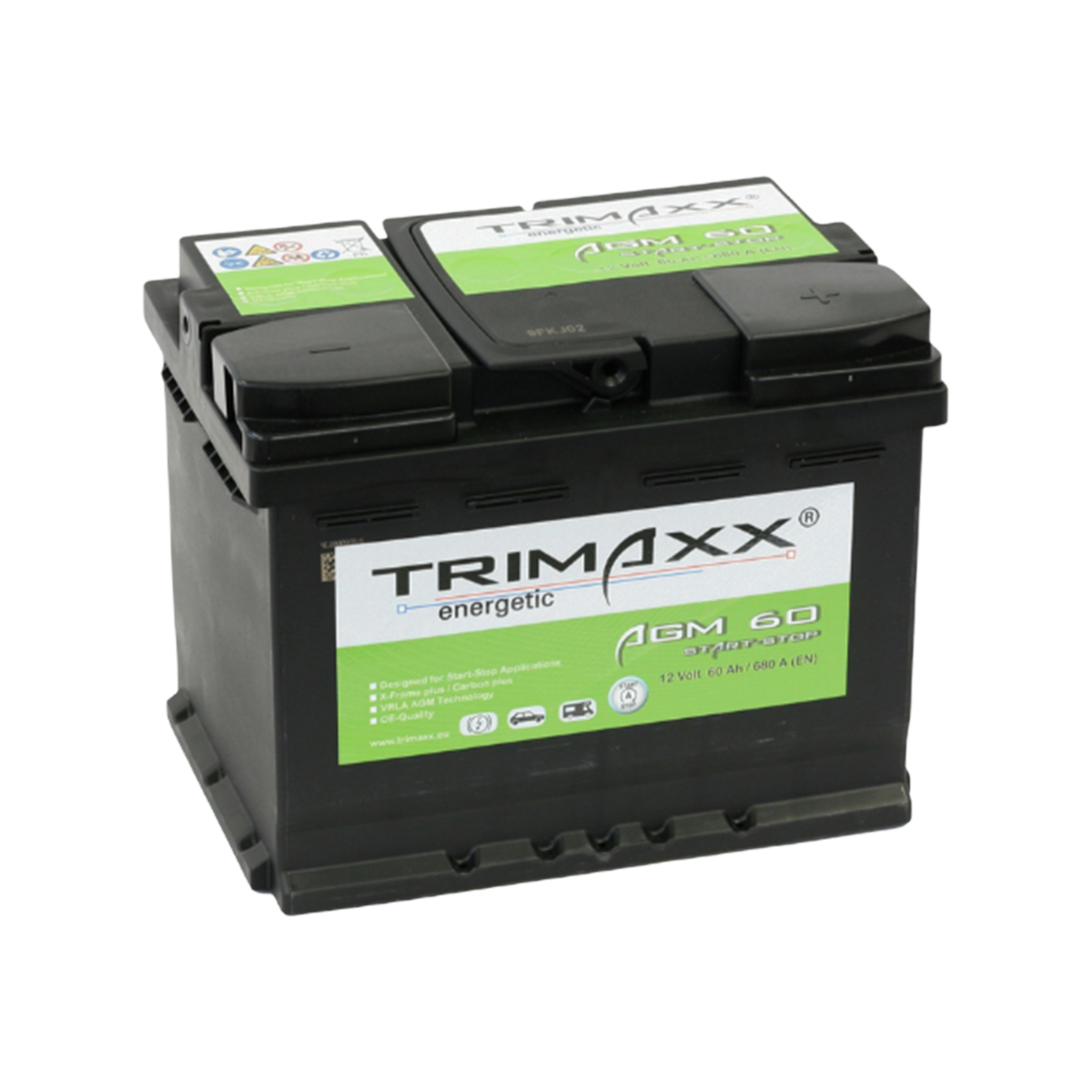 TRIMAXX energetic "Professional Start-Stop  AGM" AGM 60 Starterbatterie 12V 60Ah/C20 - 680A(EN)